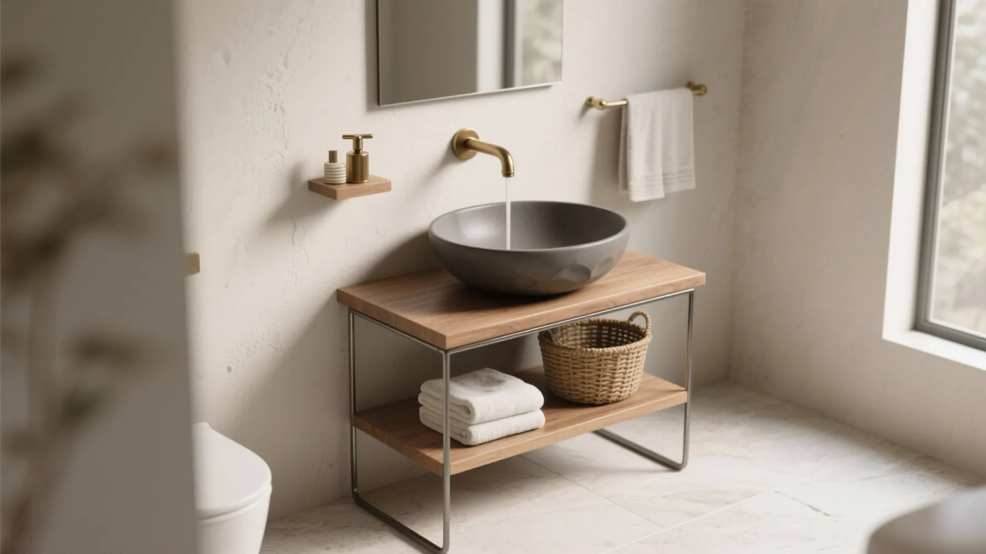 Vessel Sink on a Slim Console