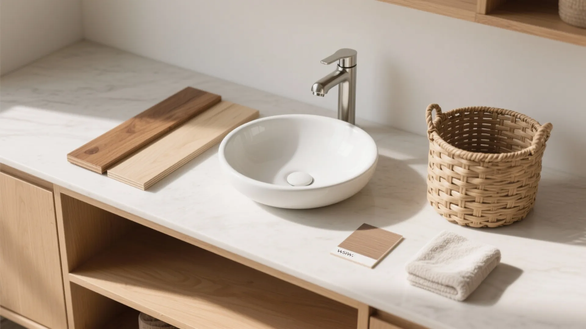 Vessel Sink on Open Shelf Cabinet