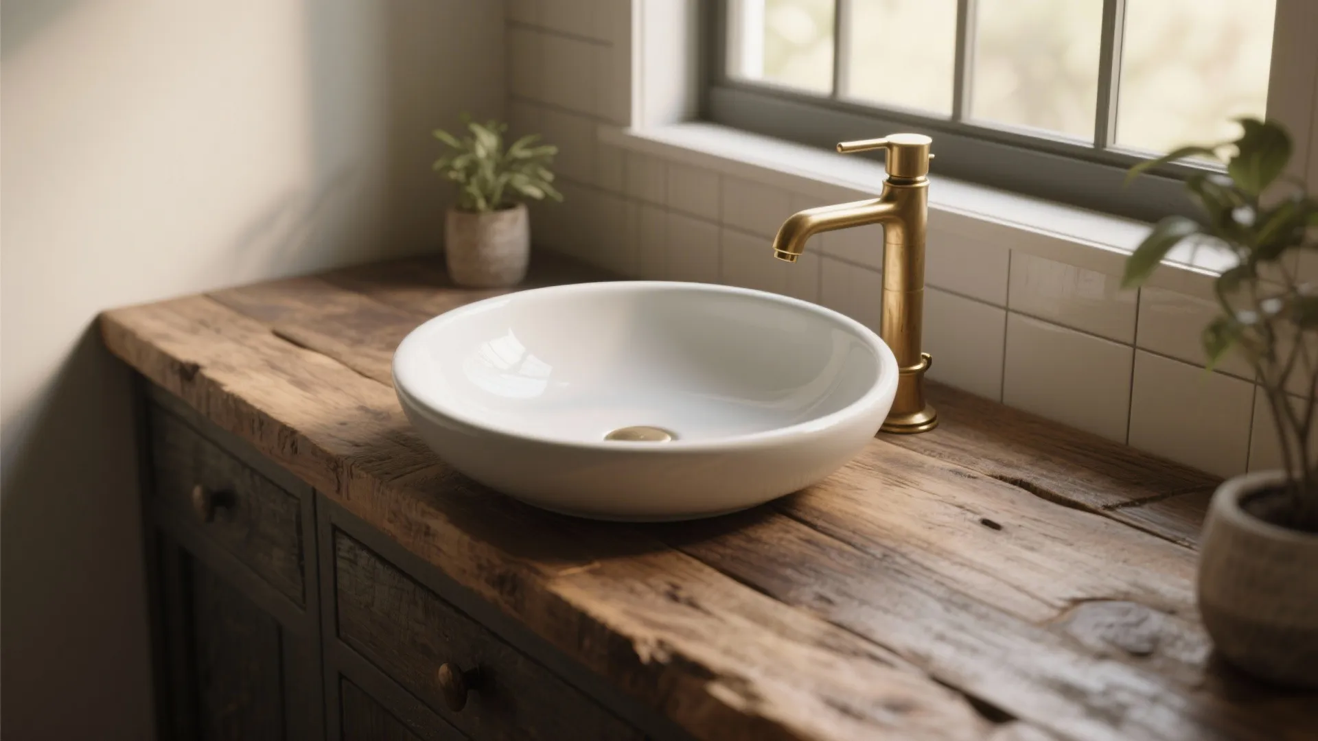 4. Vessel Sink on a Reclaimed Wood Counter