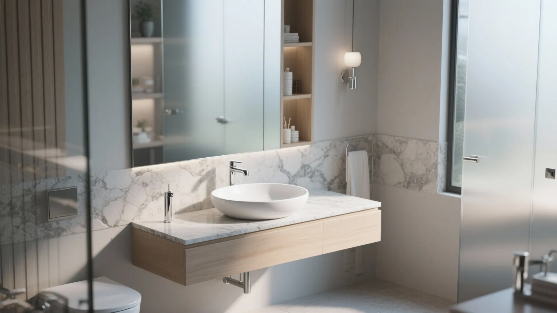 Vessel Sink on Floating Vanity