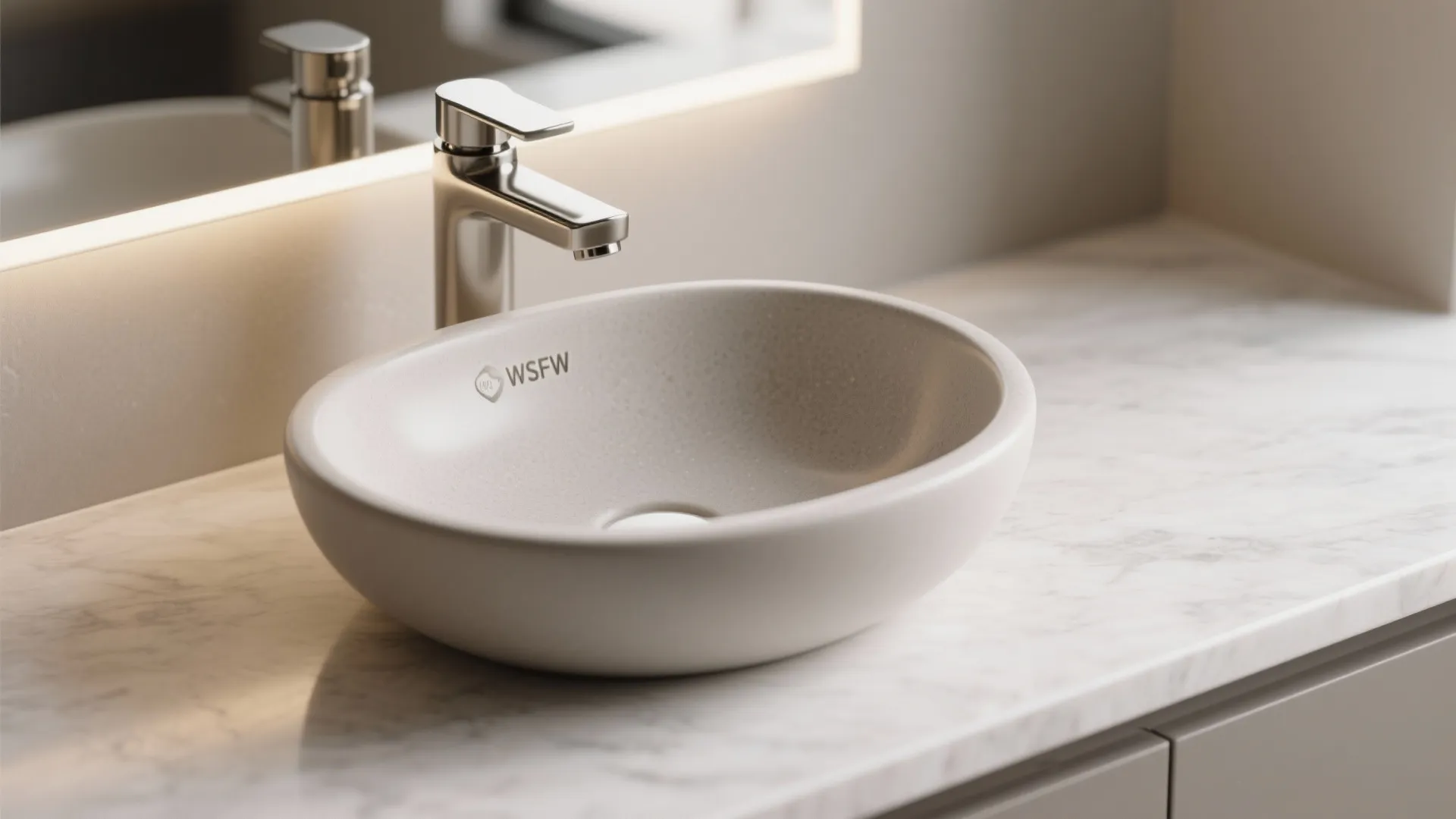 Vessel Sink on a Slim Stone Counter