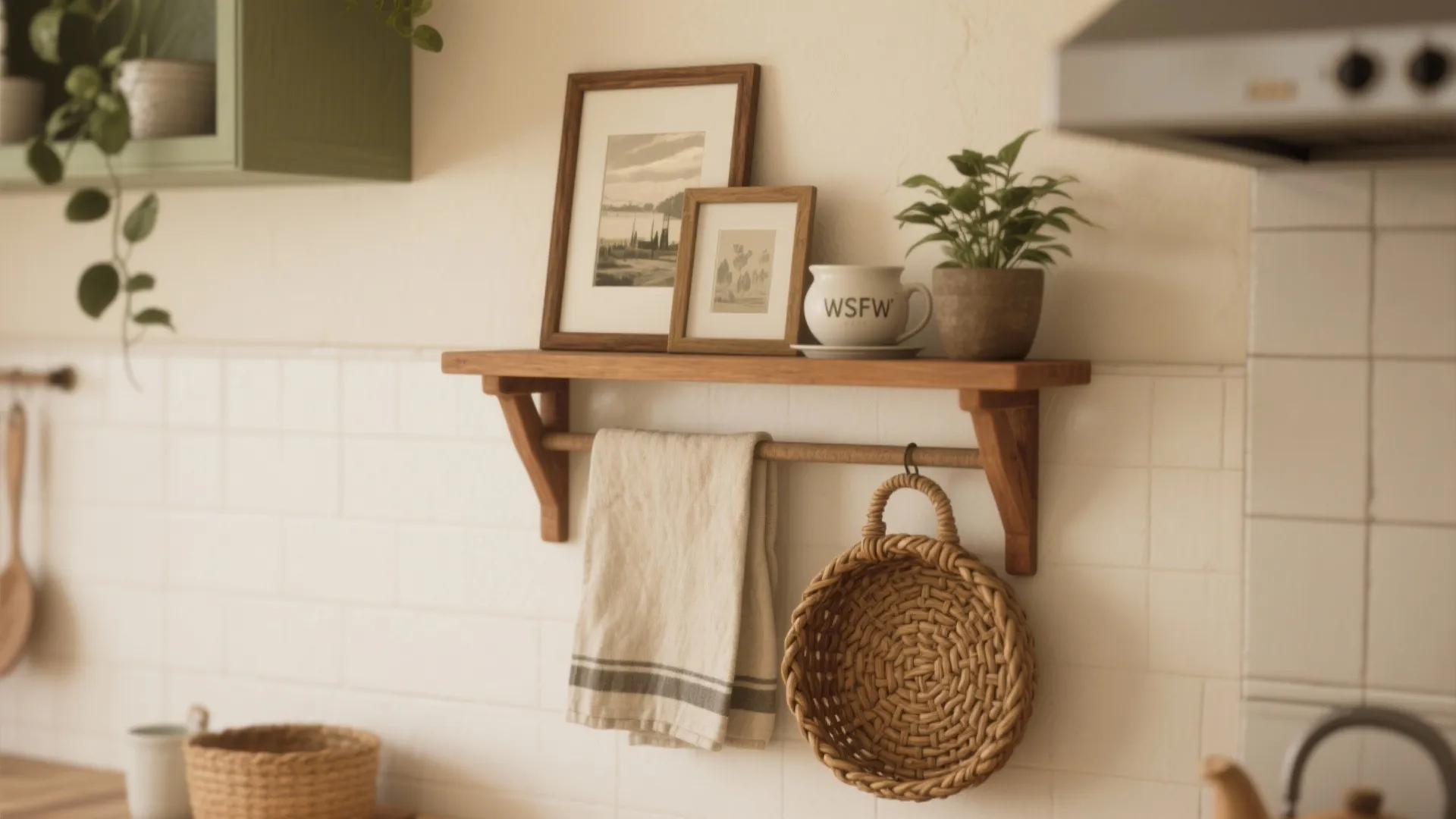 5. Layered frames and textiles on a single focal wall