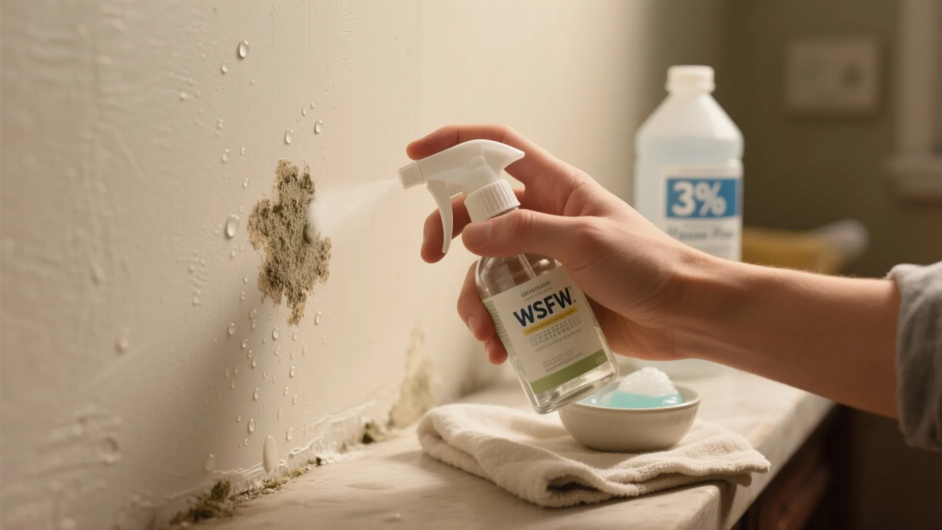 2. Mild cleaners first: vinegar, dish soap, and hydrogen peroxide