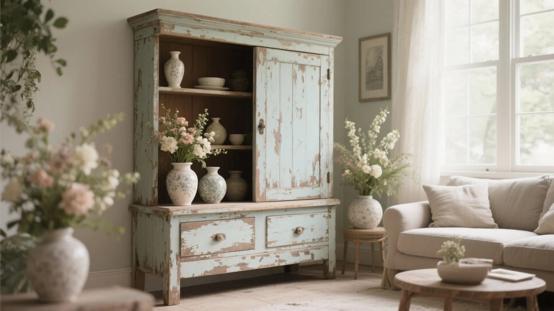 Distressed Antique Cabinets