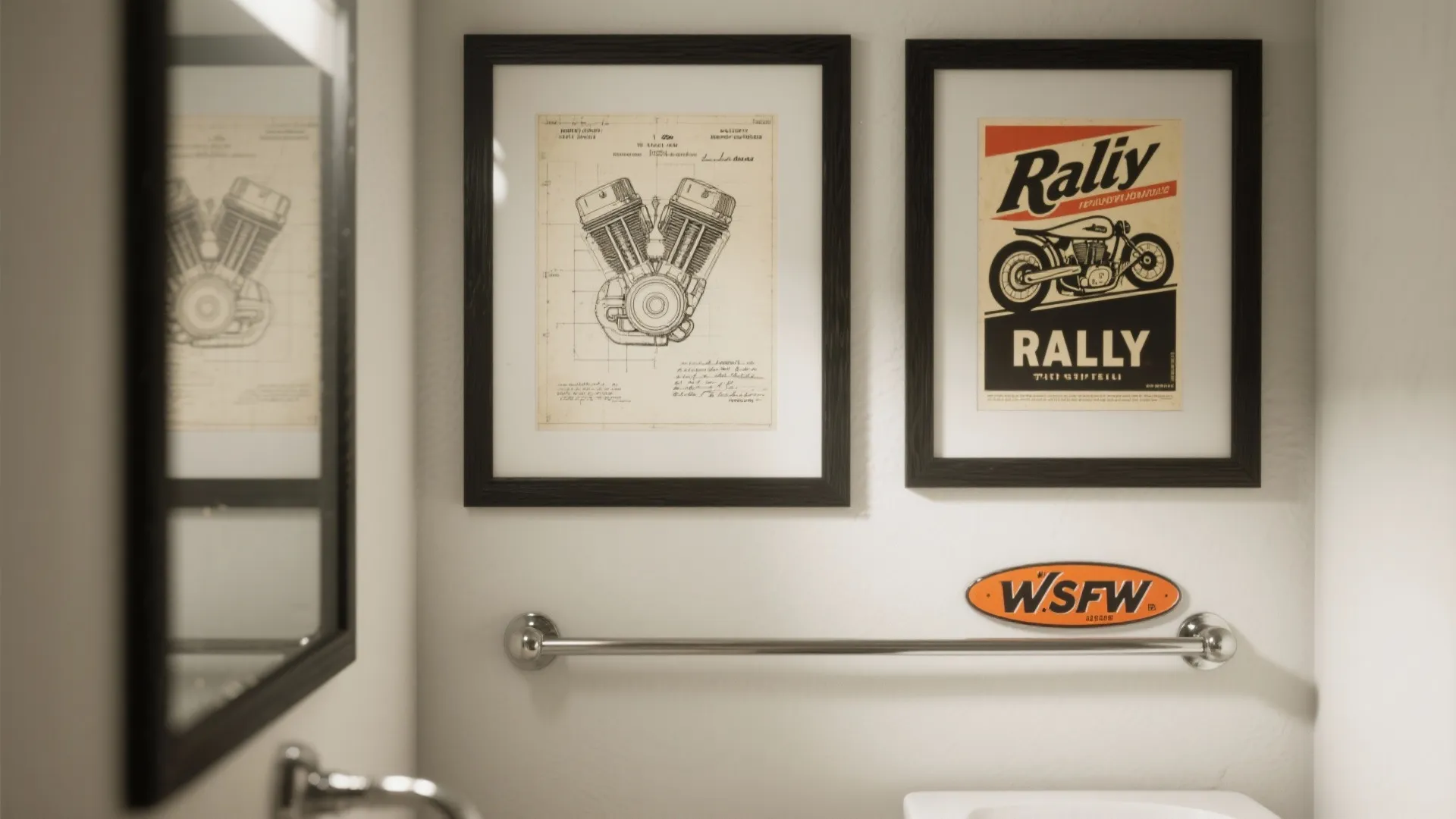 Idea 3: Vintage Rally Art, Engine Diagrams, and Subtle Badges