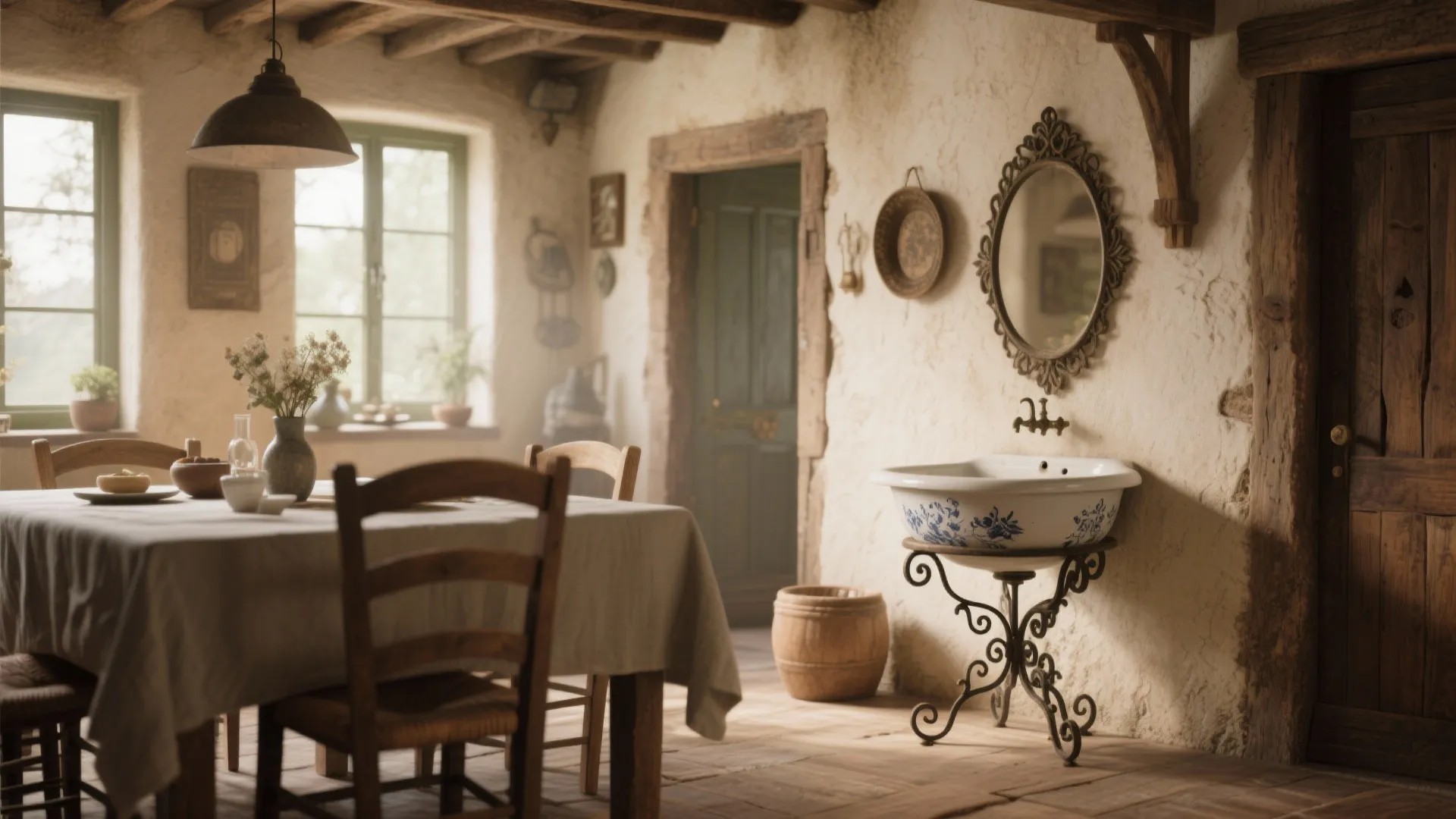 Vintage Basin with Ornate Stand