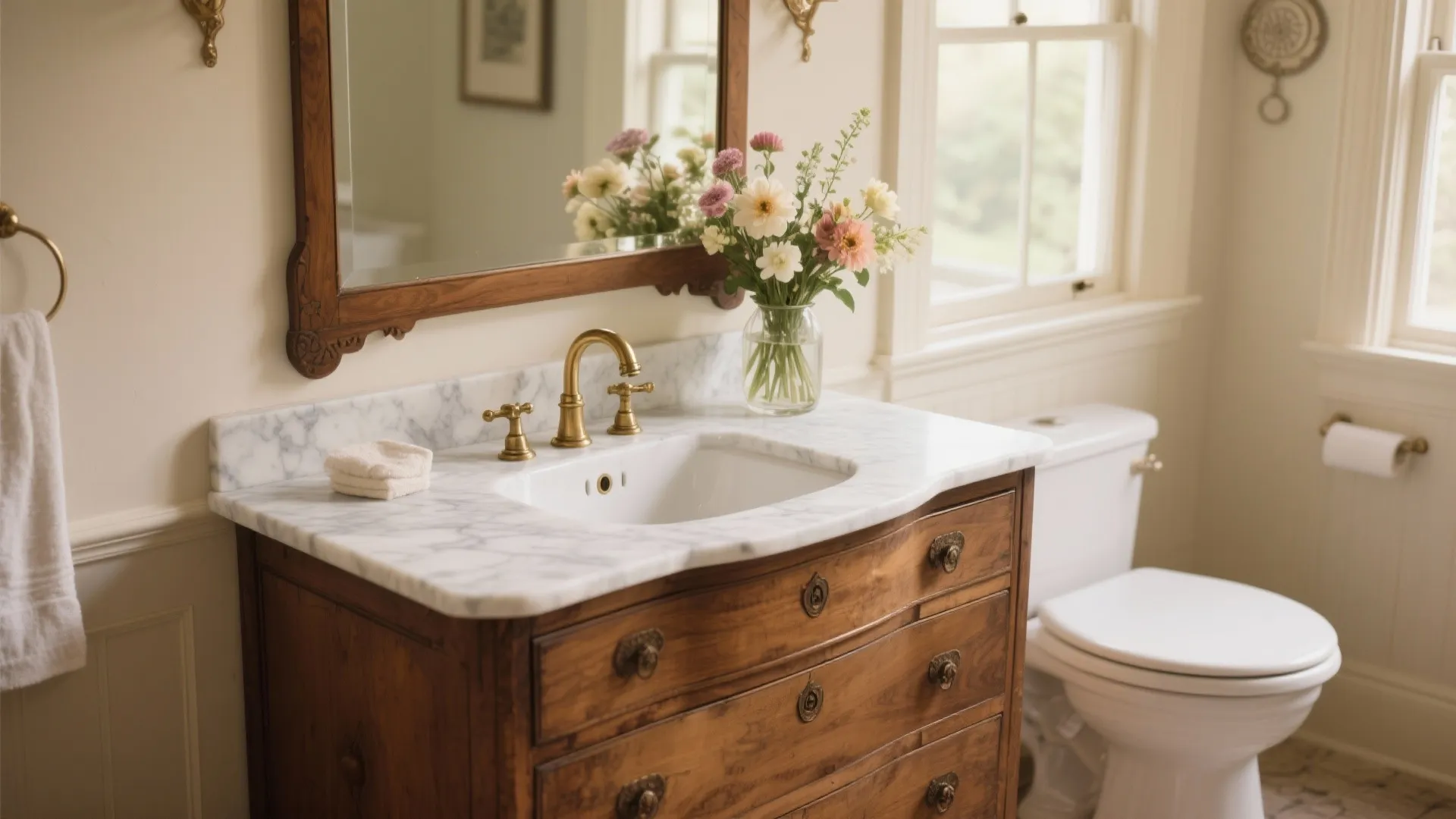 3. Vintage-Style Vanity