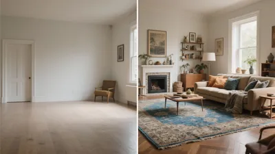 Before & After Living Room Transformation with Cozy Vintage Touches