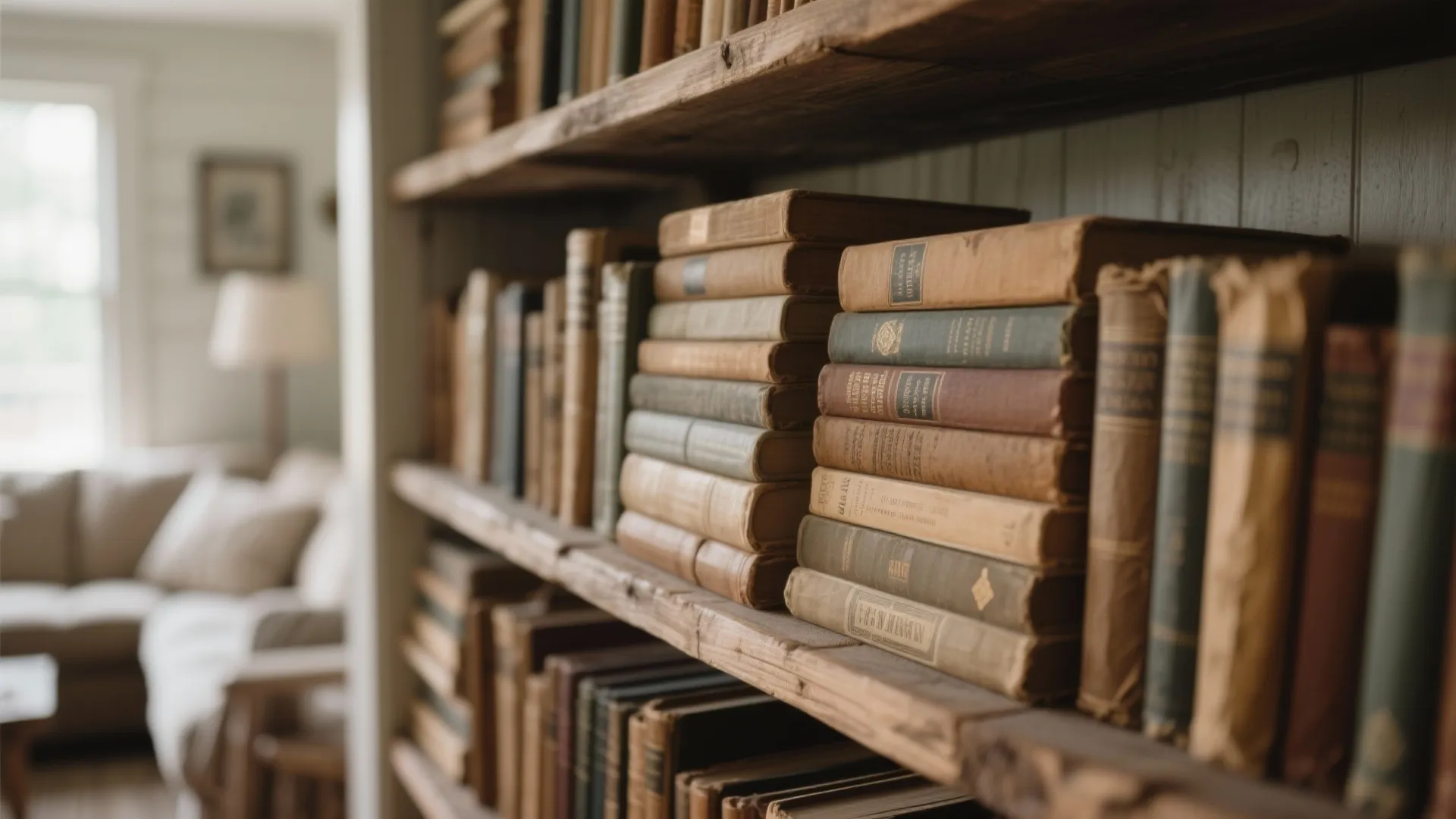 2. Vintage Books in Earthy Tones