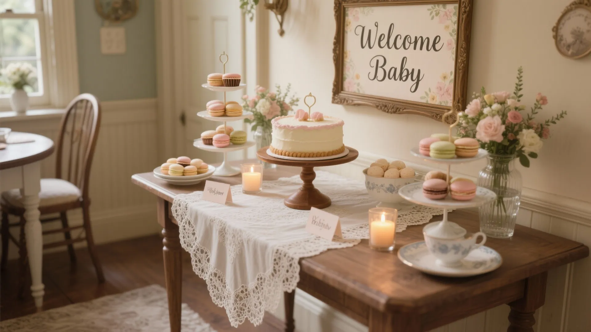 Vintage Dessert Table with Tiered Stands