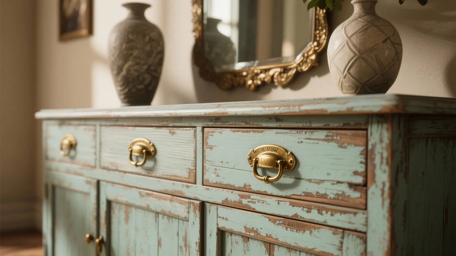 4. Repurposed vintage cabinet as a statement piece