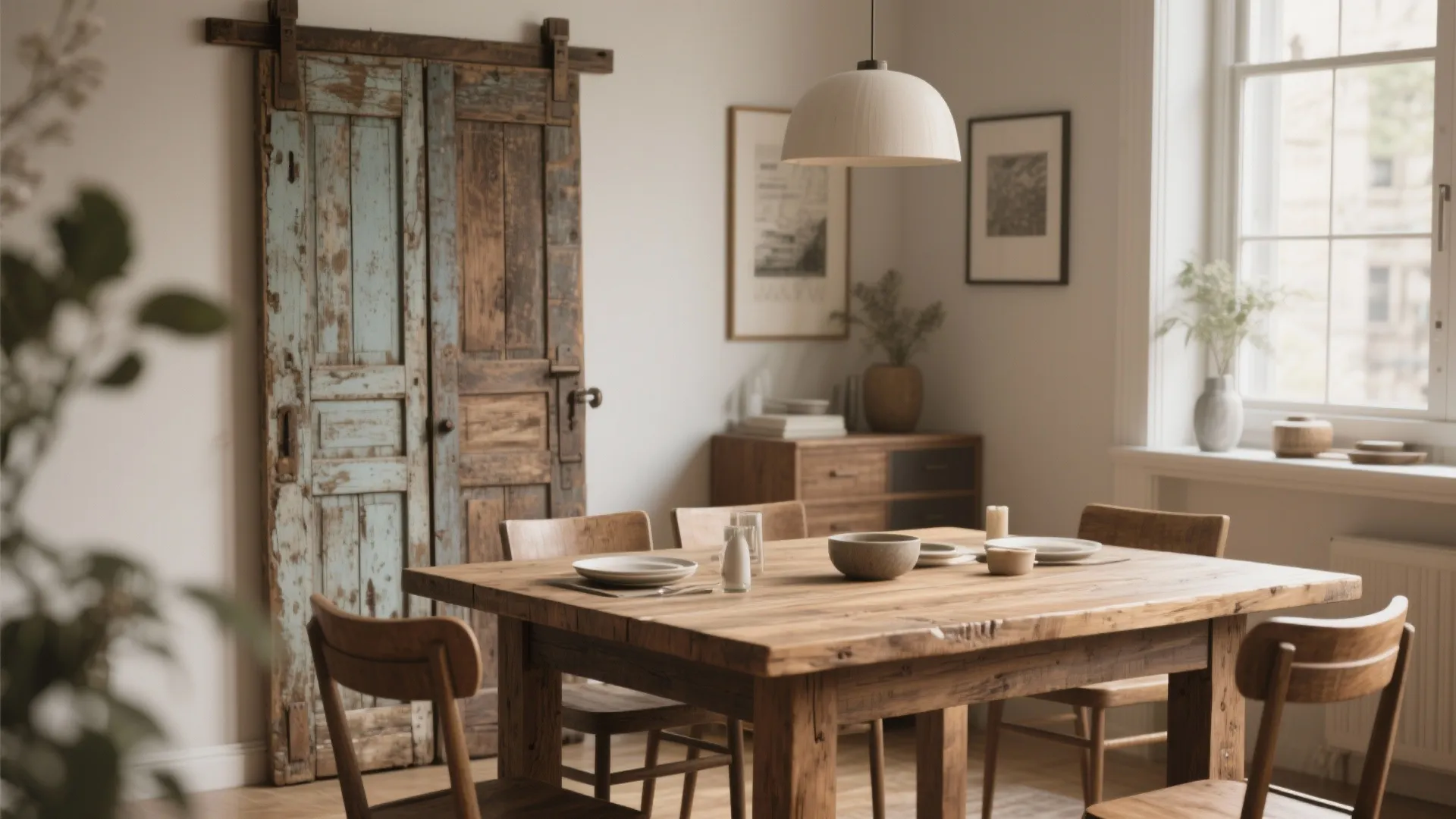 3. Vintage Door Turned Dining Table