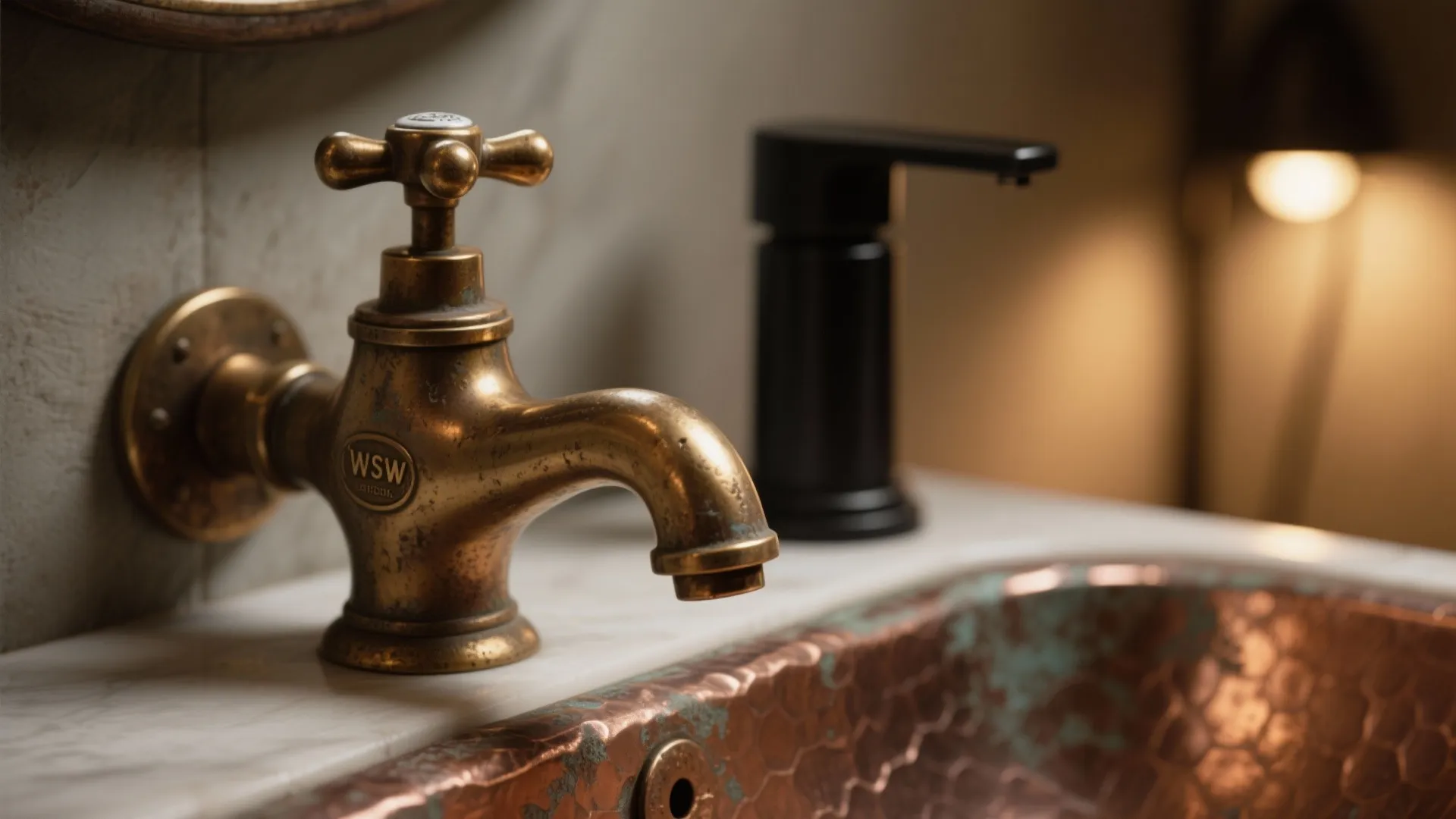 4. Vintage Fixtures and Warm Metal Finishes