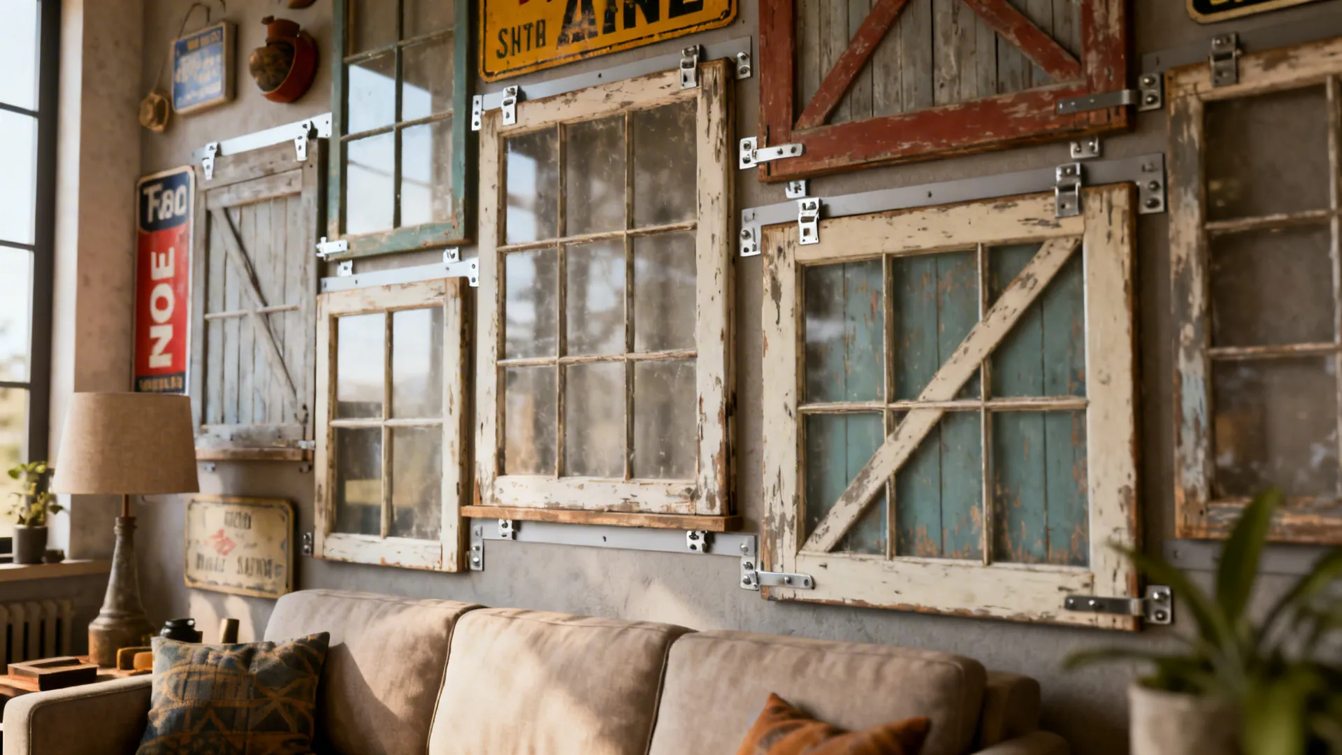 4. Vintage Signage and Found Objects