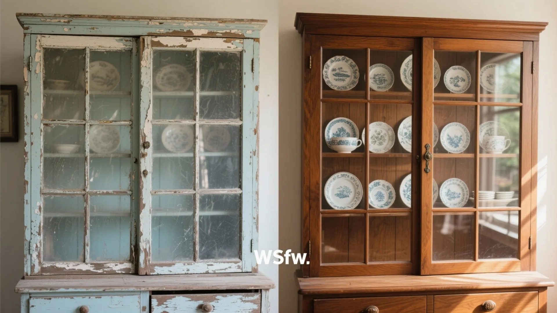 4. Vintage Glass-Front Hutch Refinished