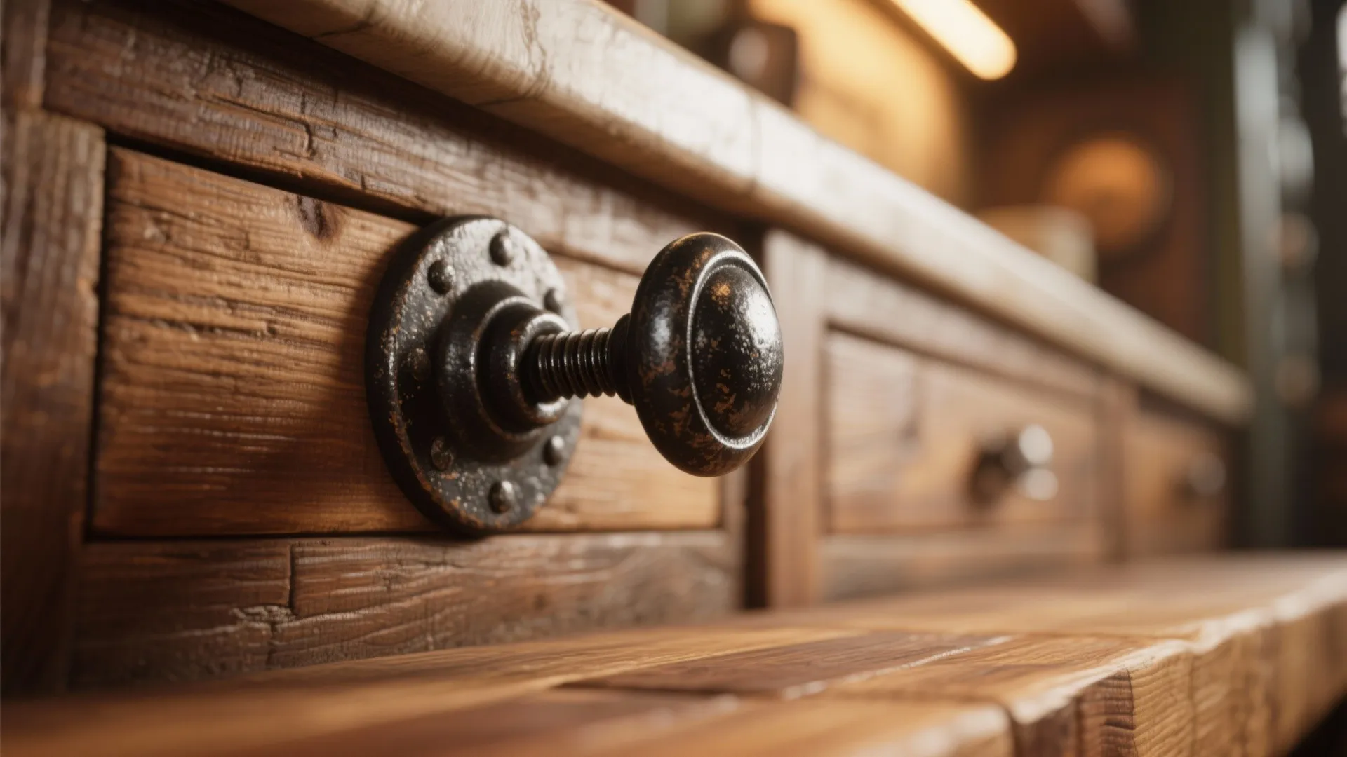 3. Vintage black iron knobs for rustic charm