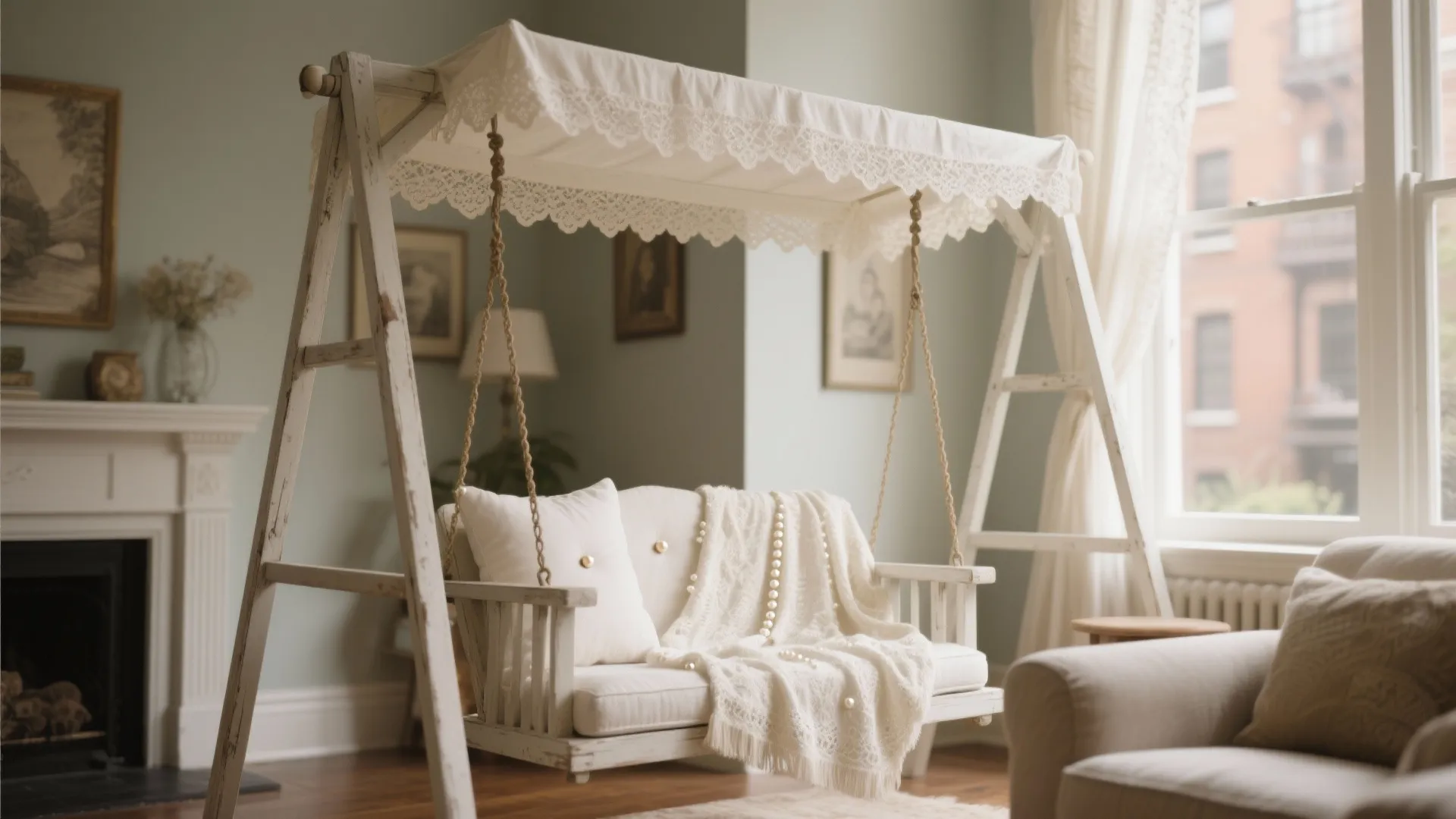 Vintage Lace Canopy Swing