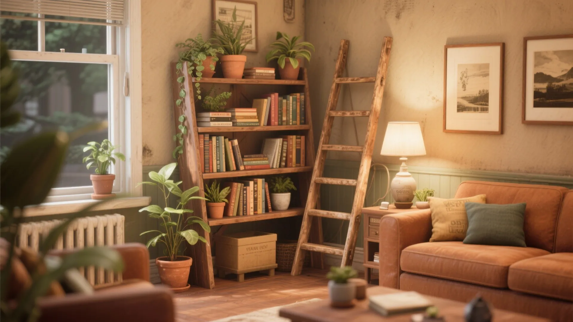 6. Vintage Ladder Shelf