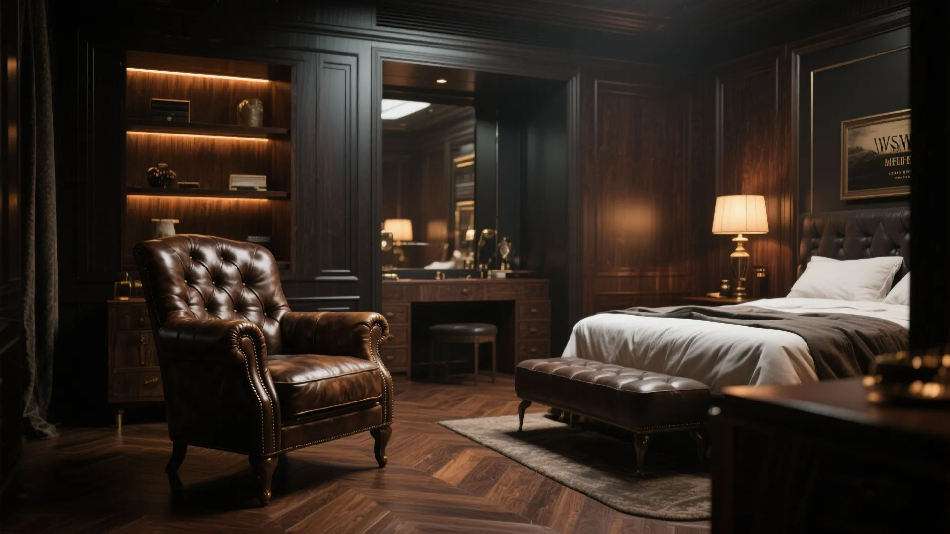 Vintage Leather and Dark Wood