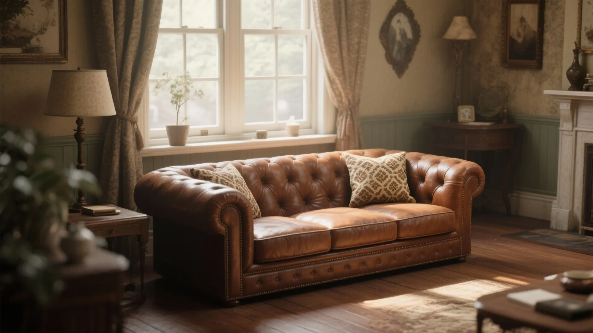 Vintage Leather Sofa Charm