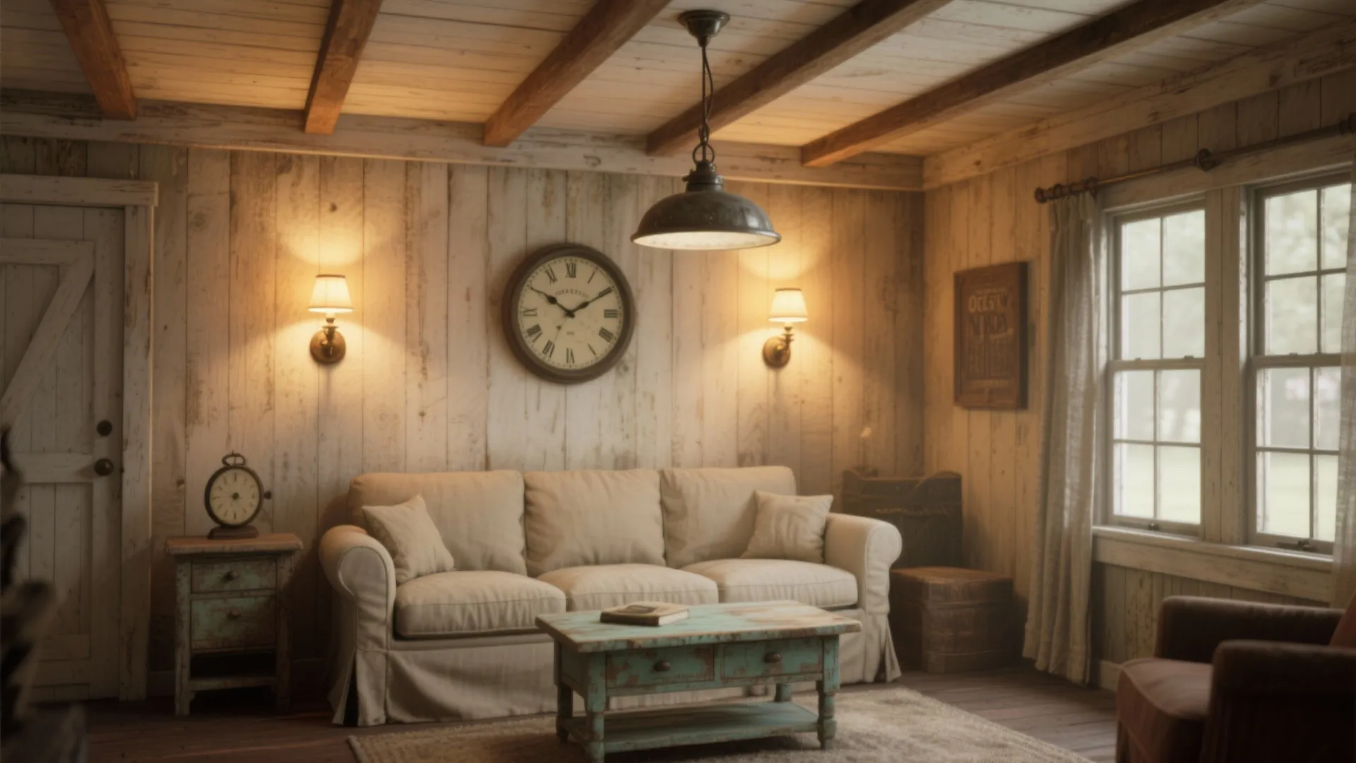 4. Statement lighting and vintage finds