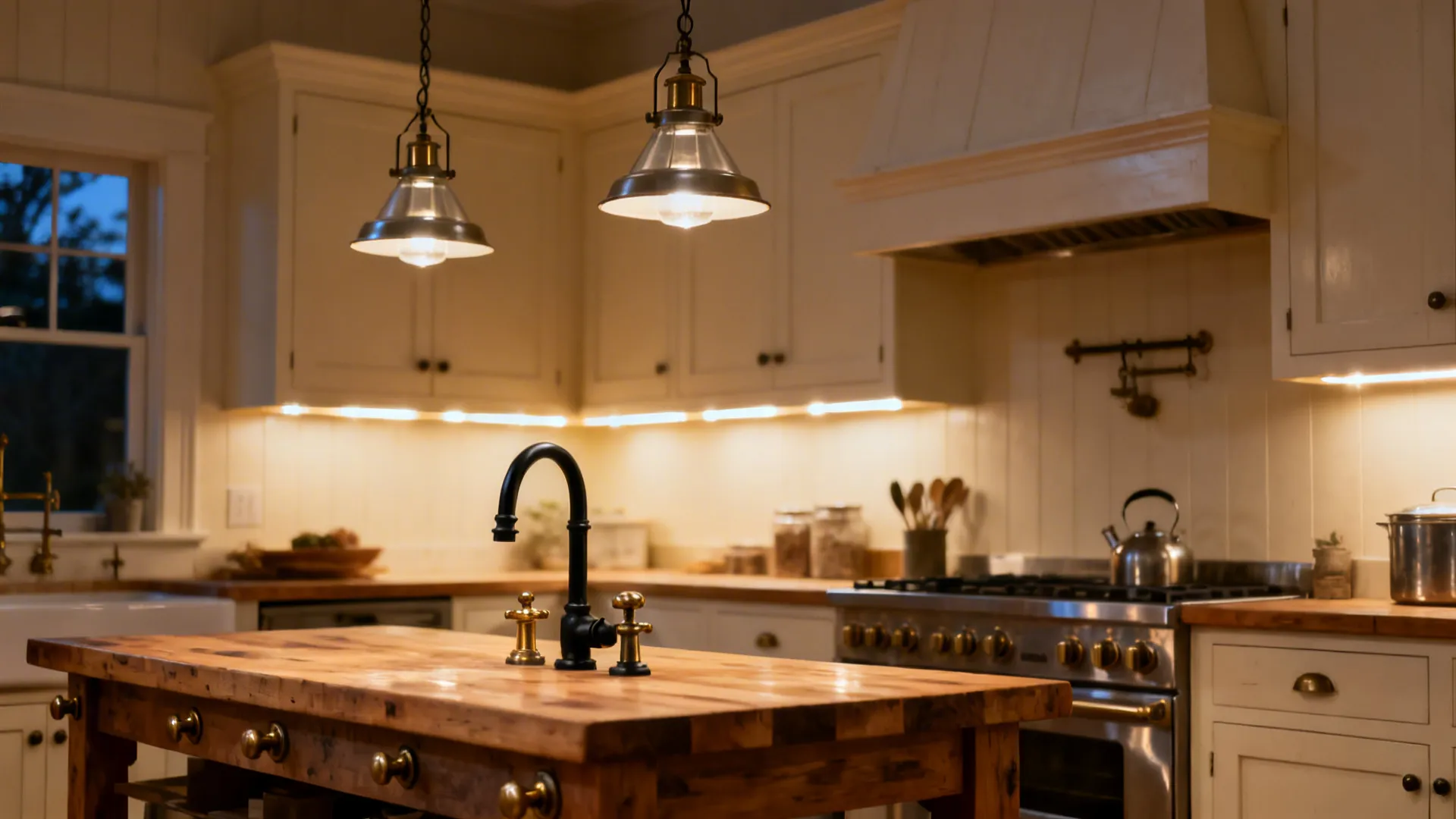 5) Vintage-Style Lighting and Aged Metals