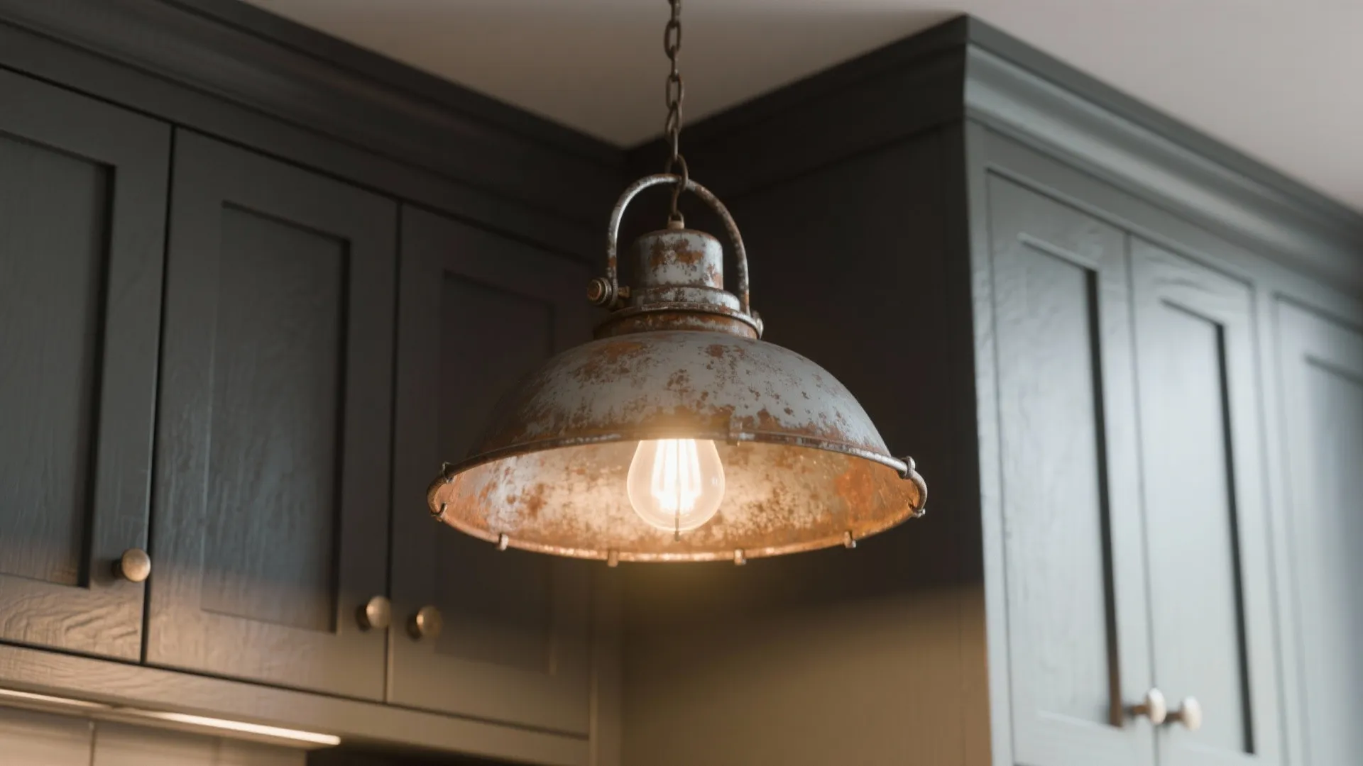 5. Vintage Lighting and Modern Storage