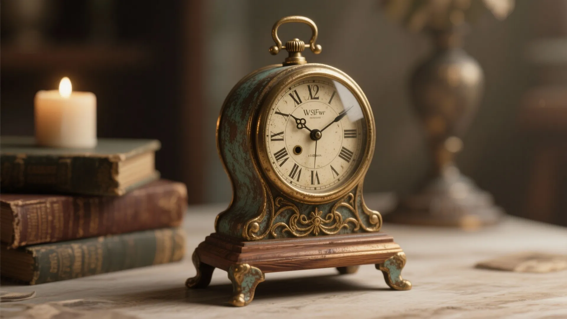 2. Vintage mantel mini with texture