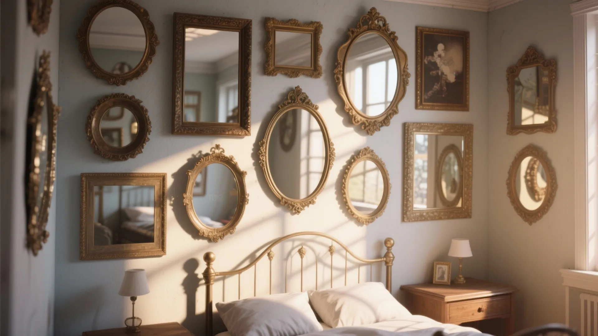 Idea 2: Mix Vintage Mirrors for Airy Illusion