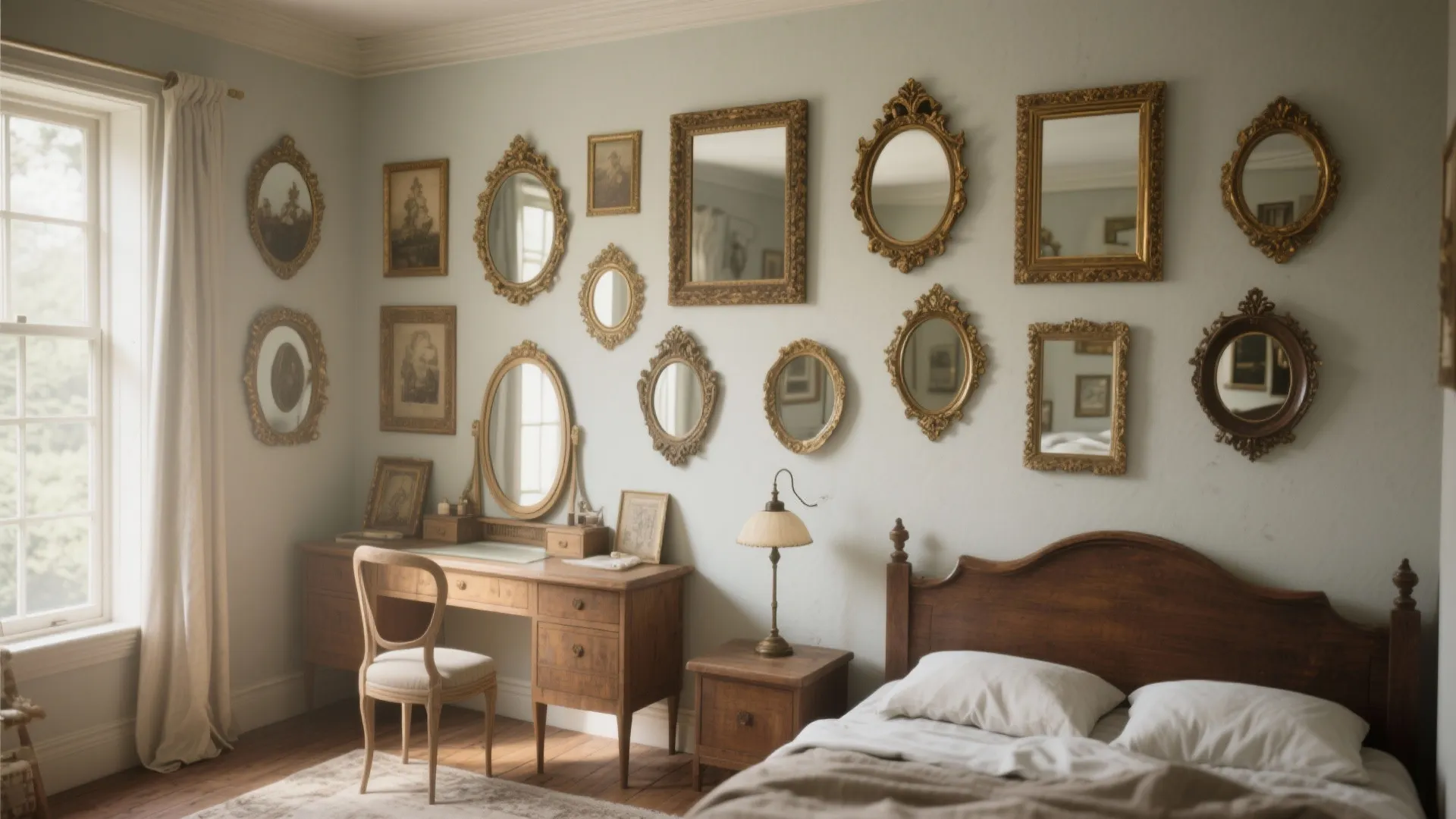 4. Mix of Vintage Mirrors for Soft Glam