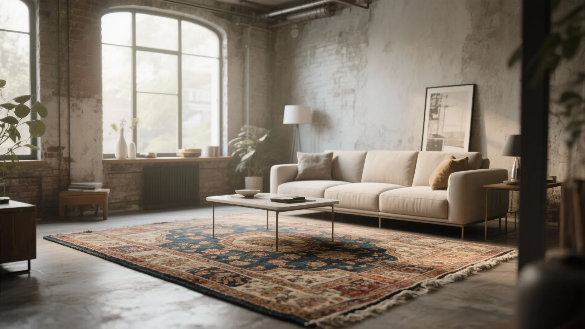 5. Mix vintage multicolor rugs with modern furniture