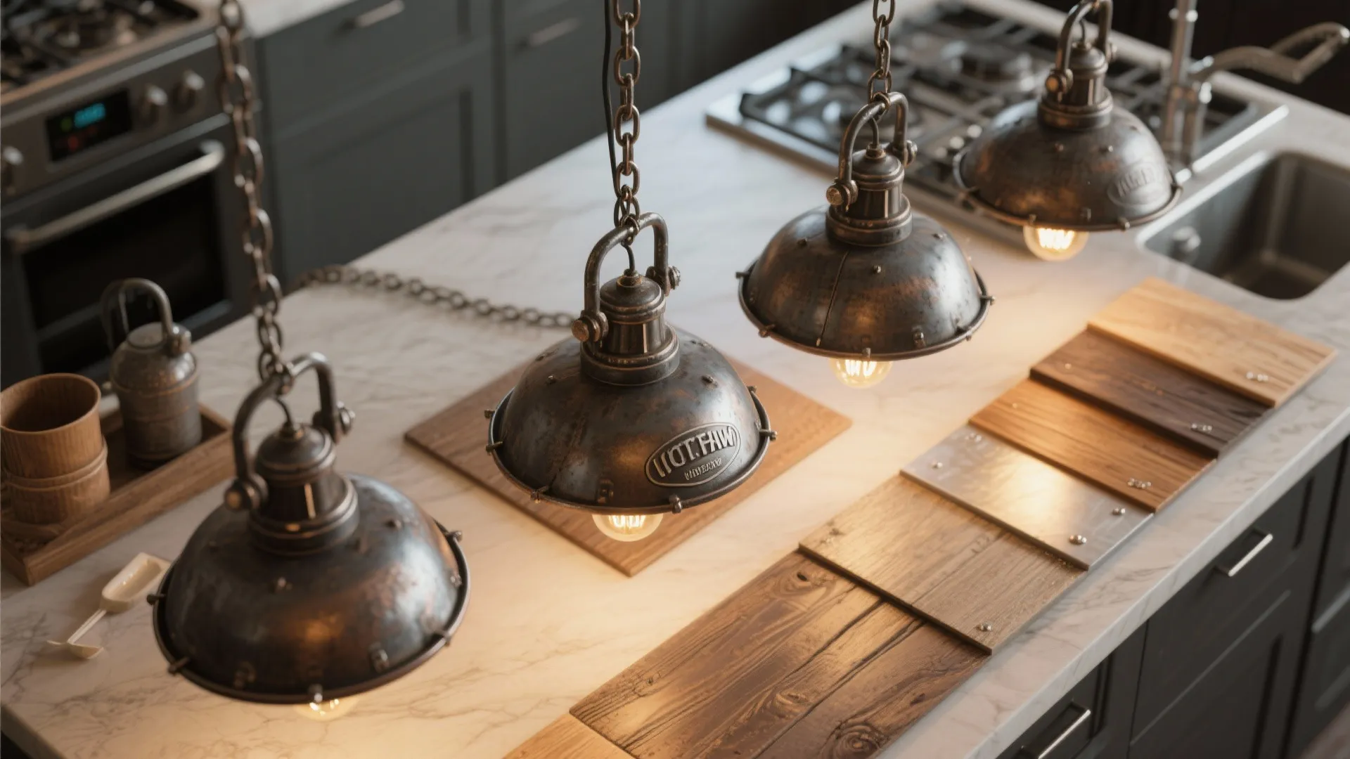 5. Statement Lighting over Work Areas