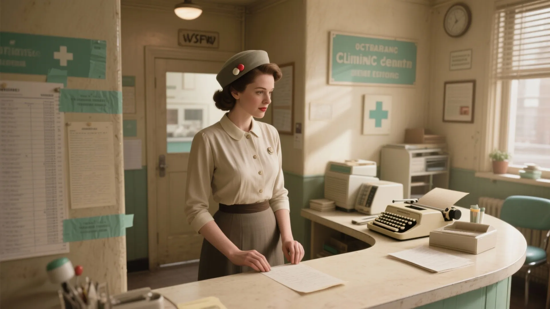 2. Vintage Receptionist from a 1950s Clinic