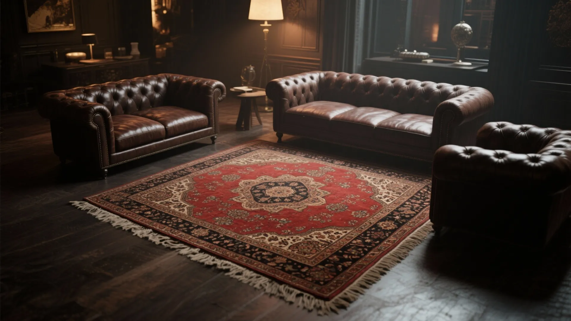 3. Vintage Red Persian on Dark Border