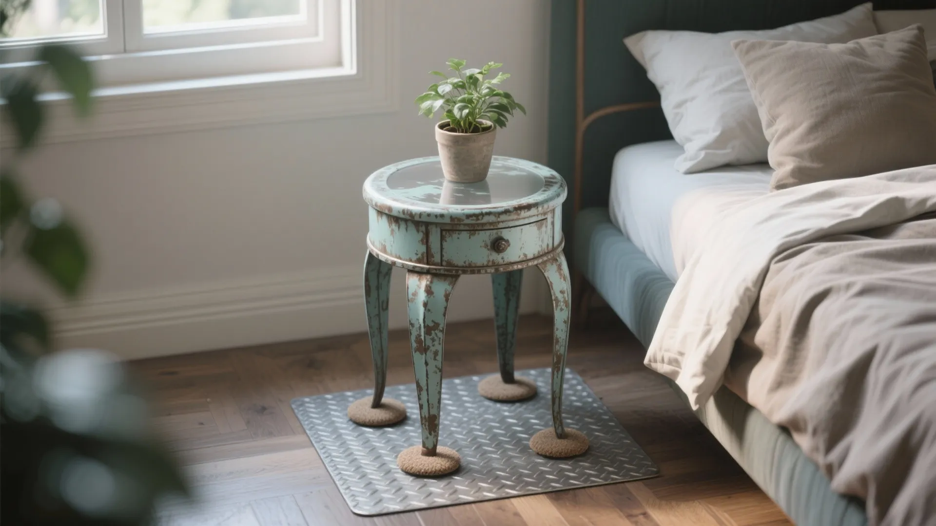 5. Add vintage garden furniture as bedside pieces