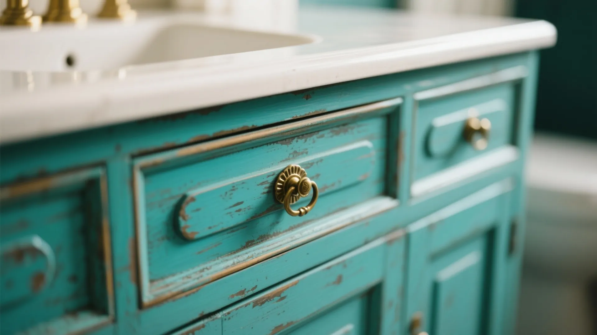 Vintage Teal Vanity