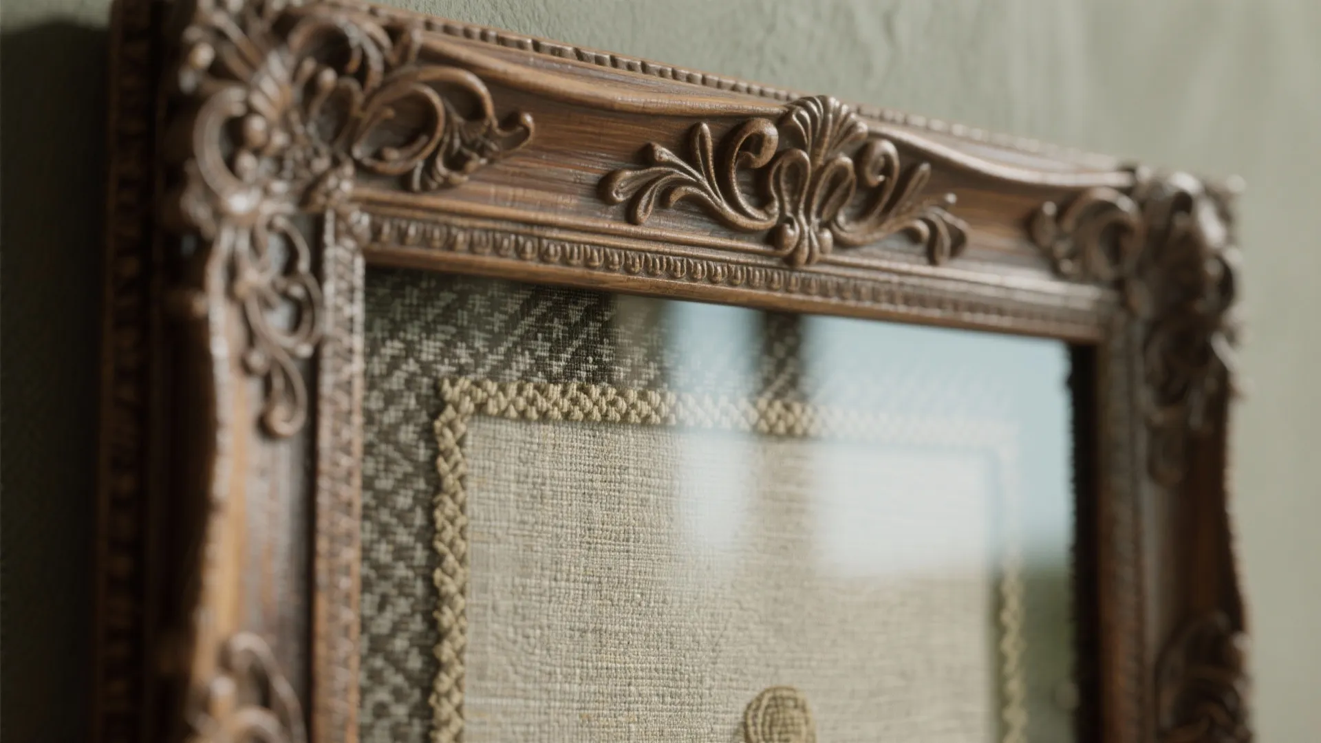 5. Embellished Vintage Frame with Textile Inlay