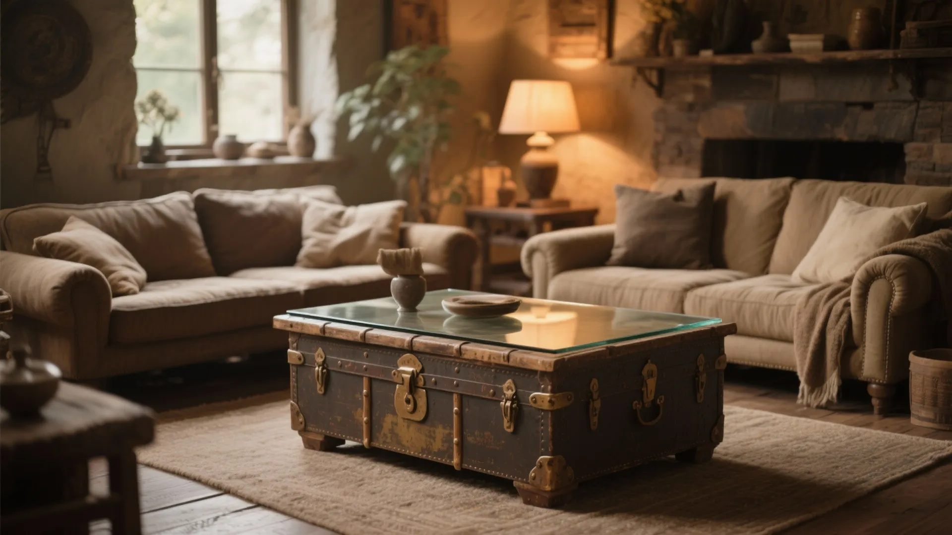 5. Vintage Trunks as Coffee Tables