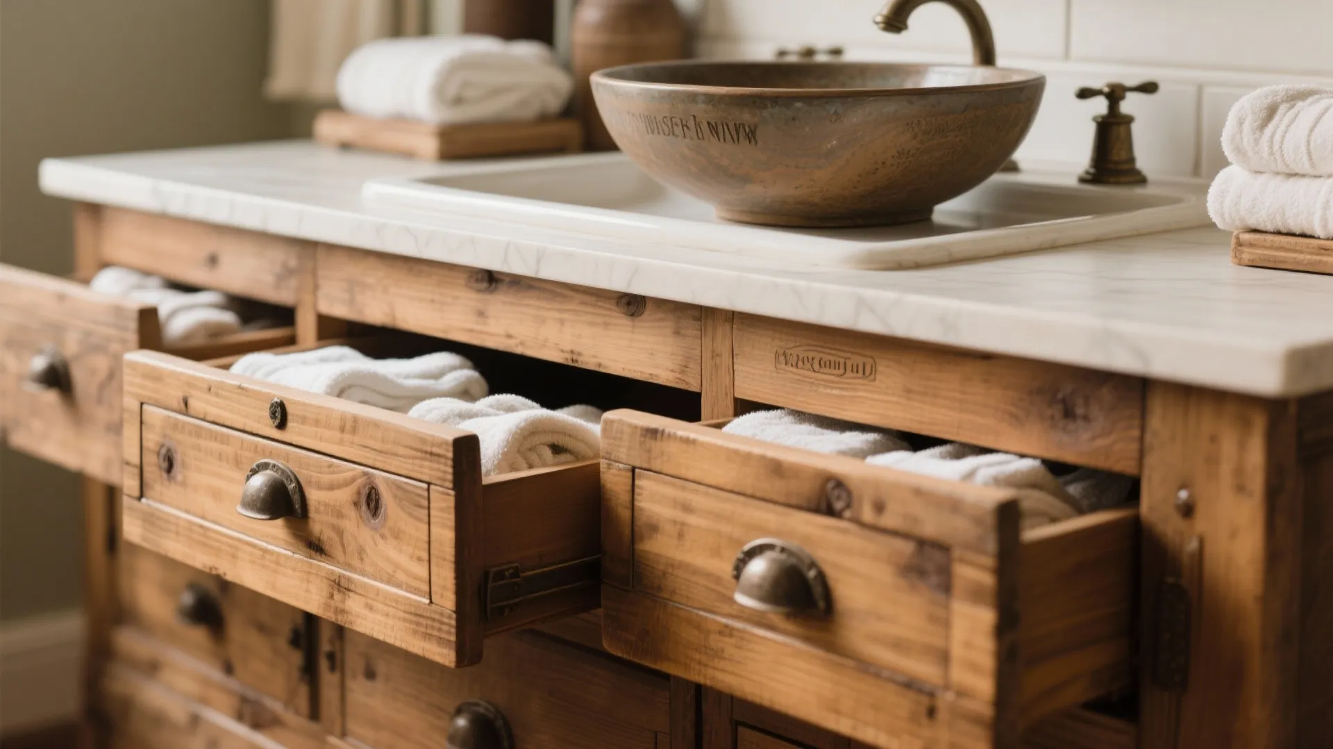 2. Vintage Vanity with Storage