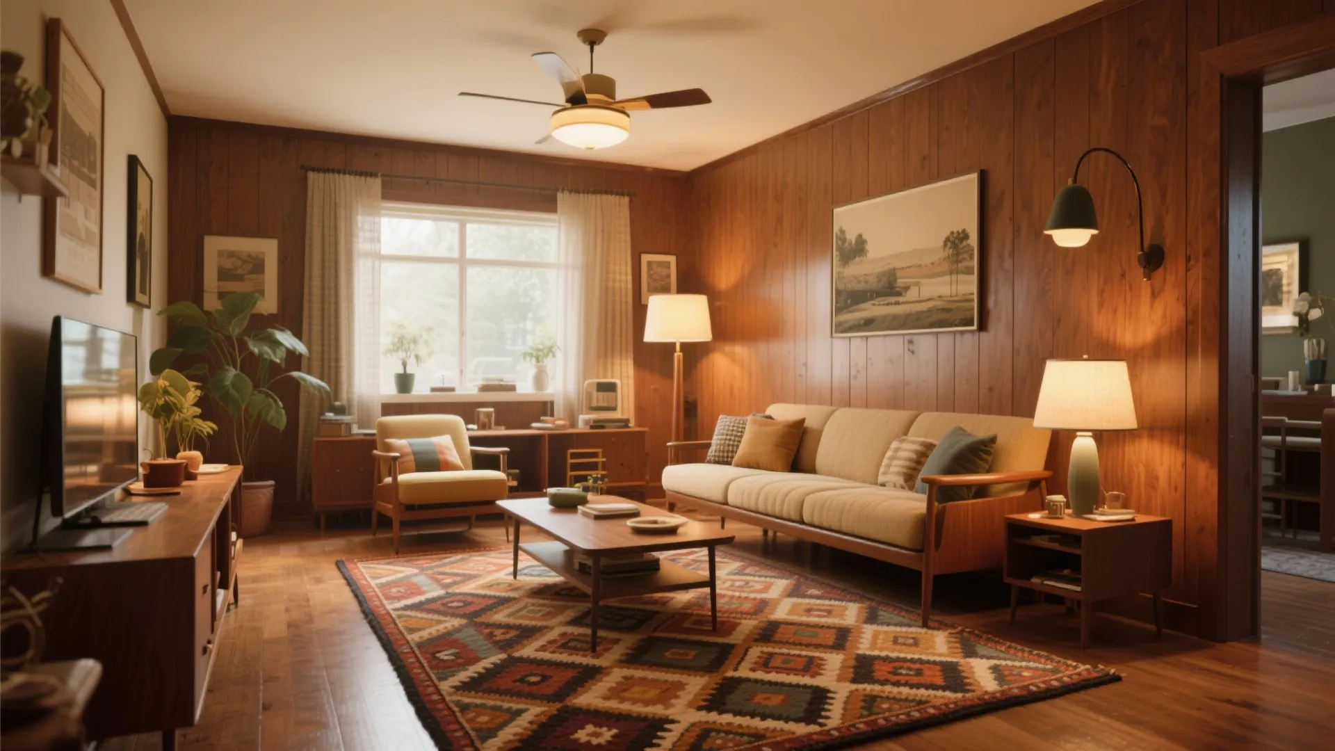 Vintage second living room with mid-century furniture
