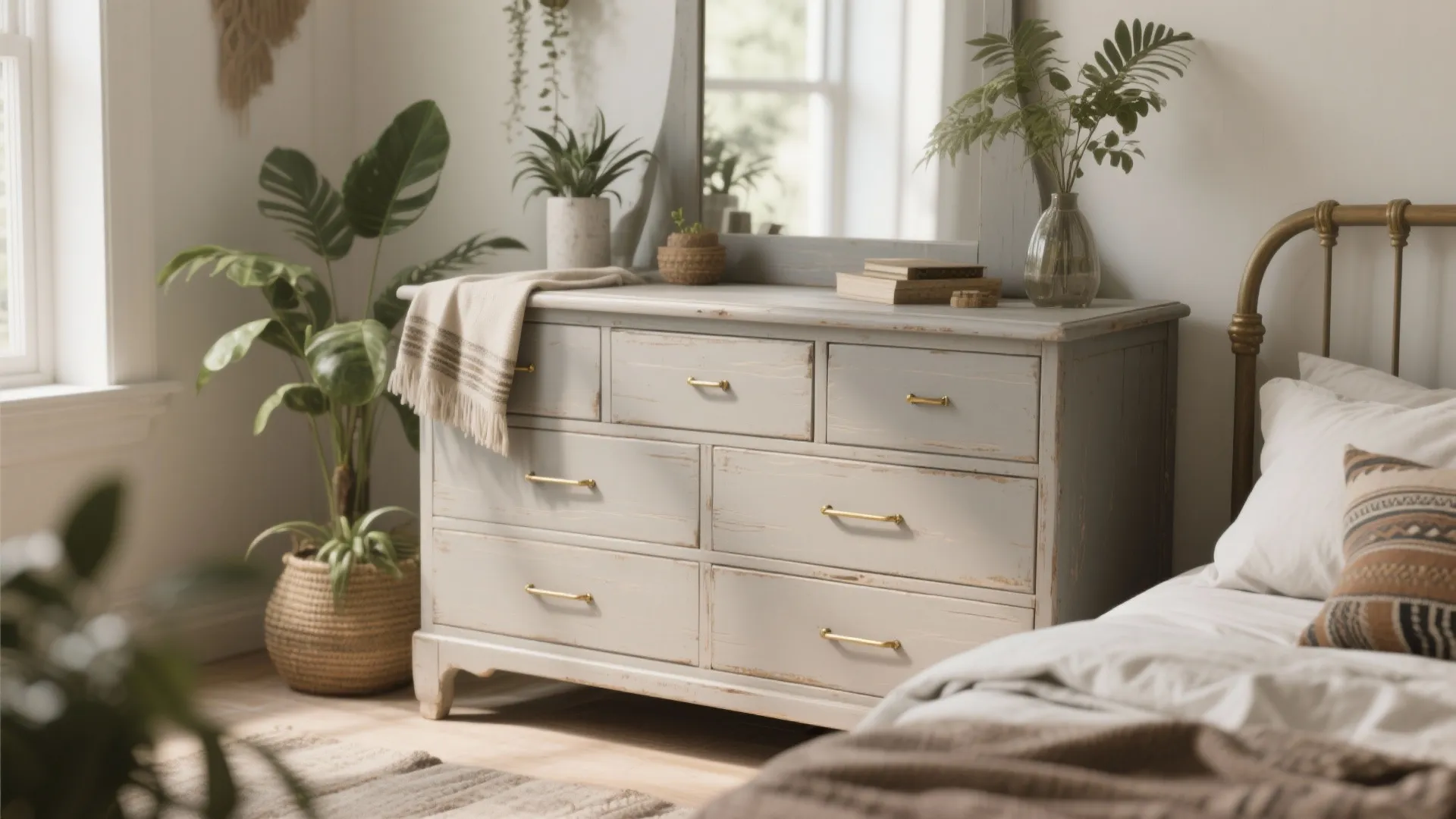 5. Painted vintage dresser in soft warm-grey