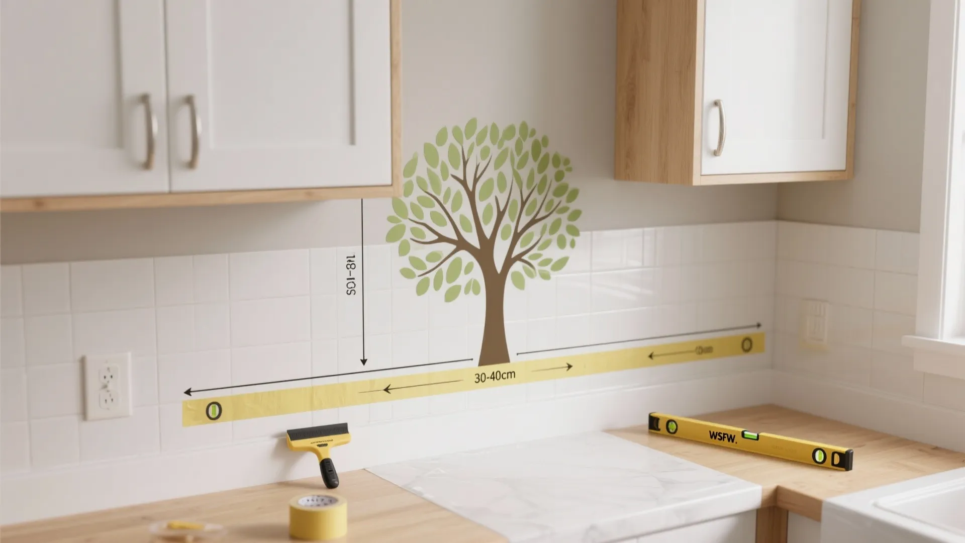 2) Botanical vinyl decal with negative space branches