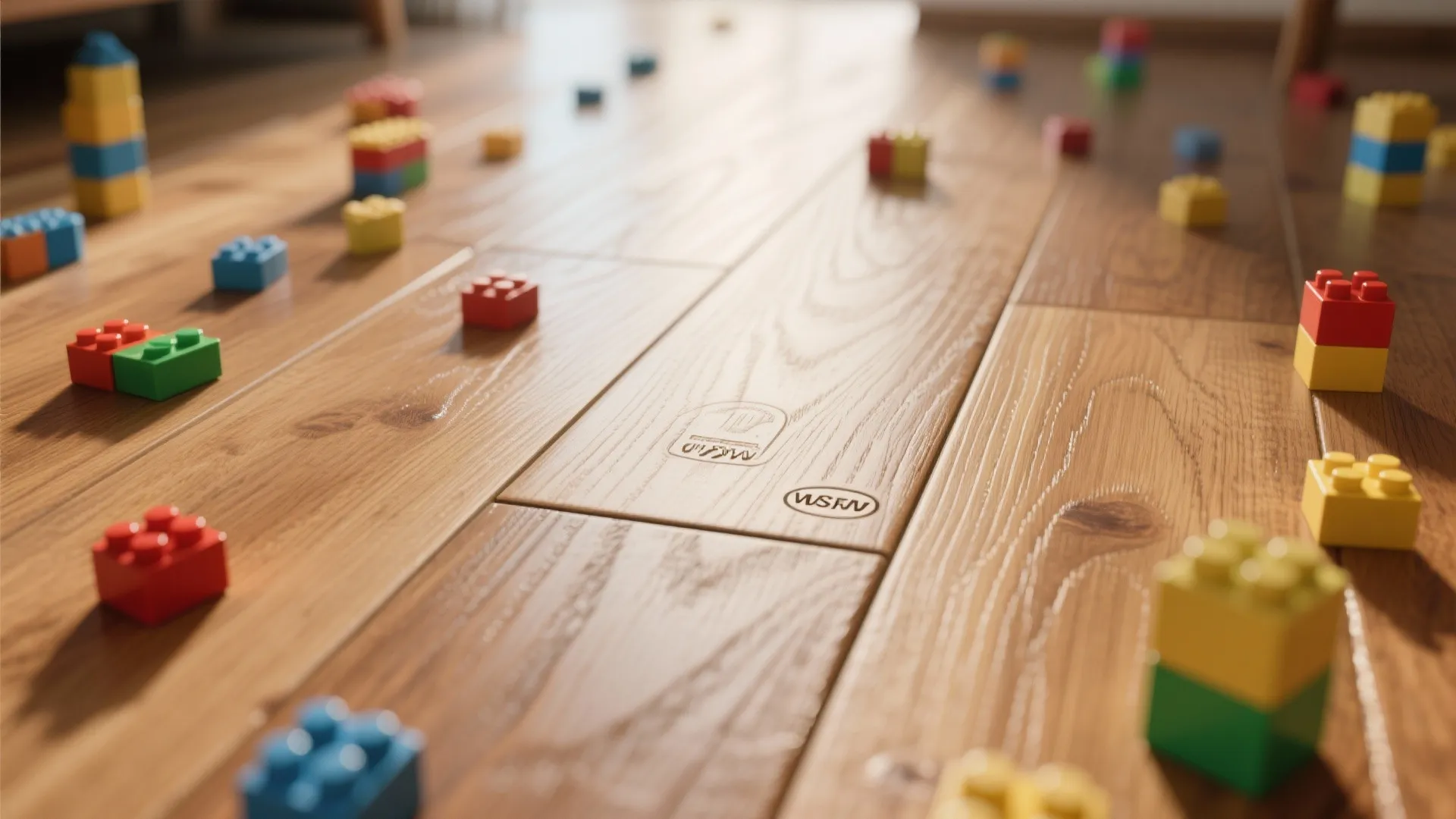 Luxury vinyl plank flooring with children's toys on it
