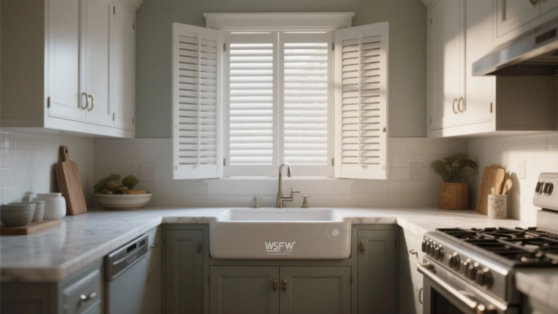 5. Slim plantation shutters or vinyl slats for durability