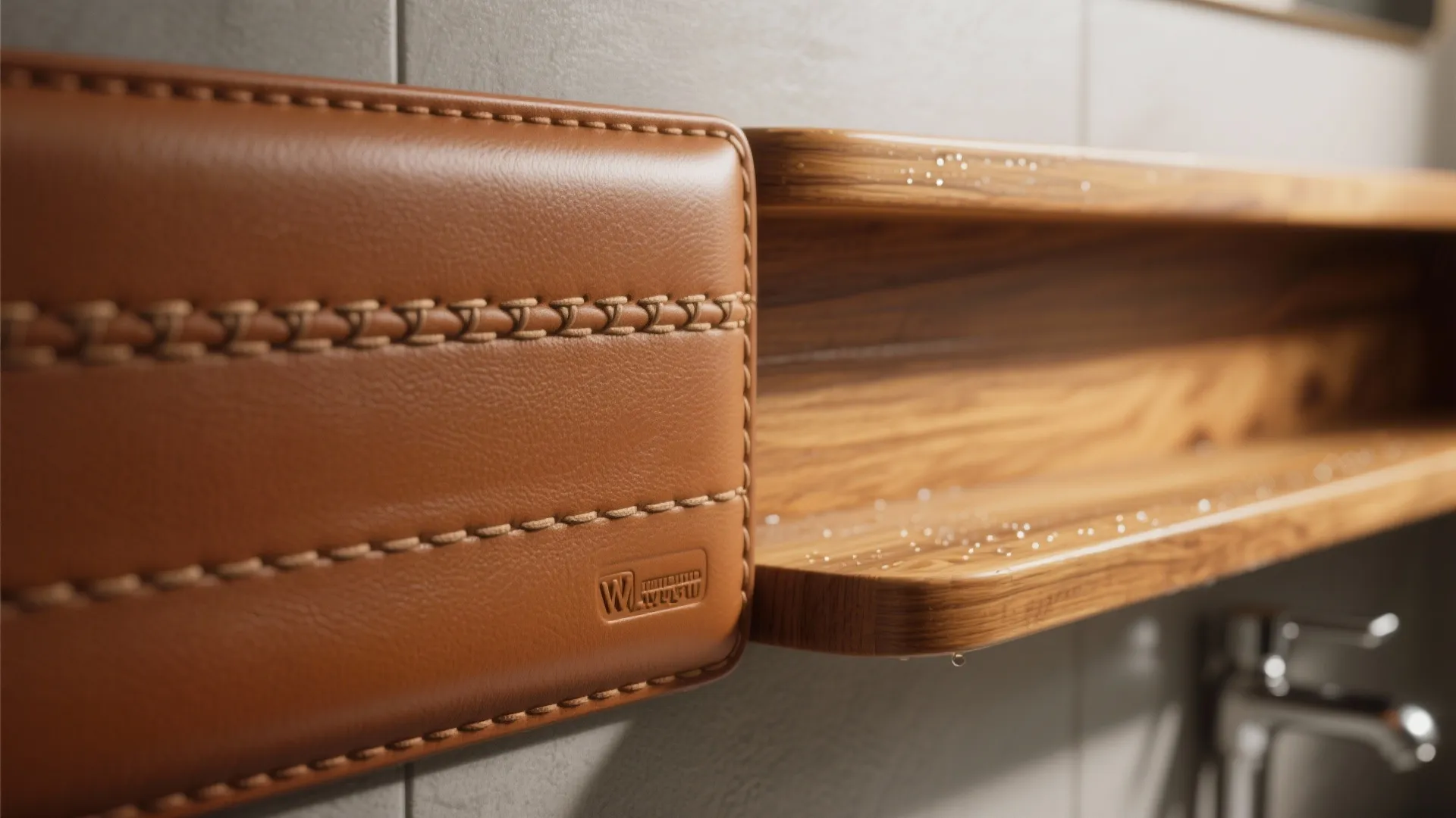 Idea 4: Leather and Wood Textures—Bathroom-Proofed