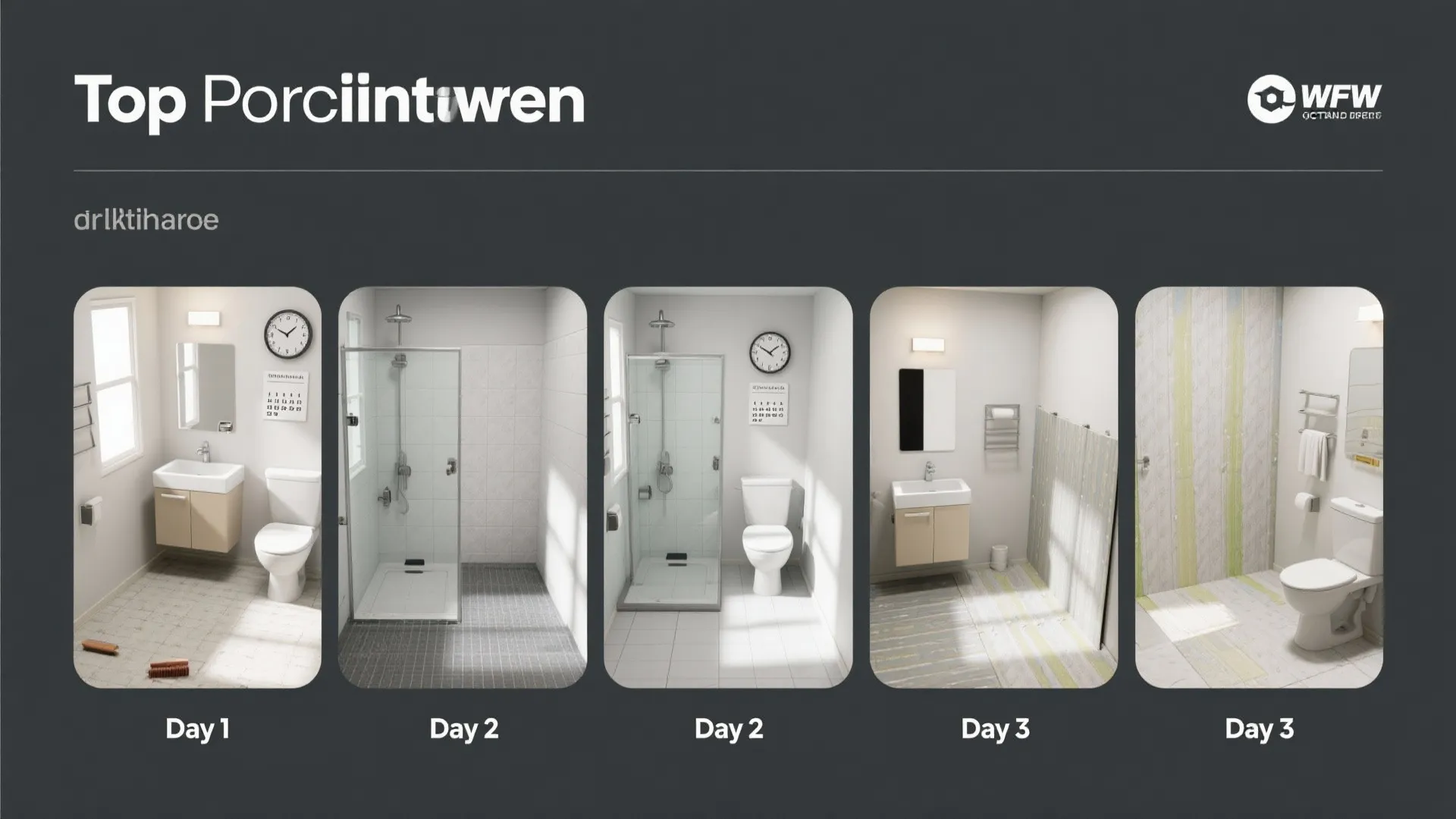 Top-down storyboard showing prep, leveling, acclimation, and installation timeline for vinyl.