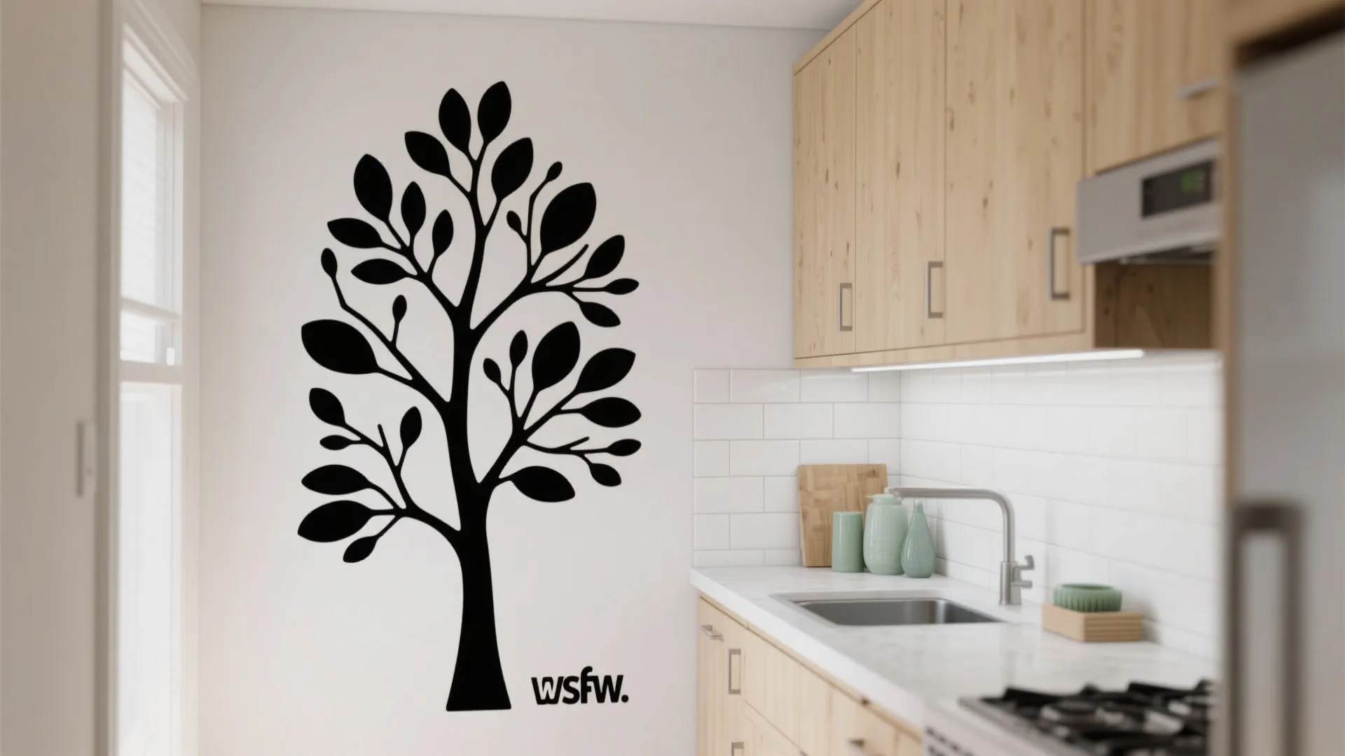 2) Botanical vinyl decal with negative space branches