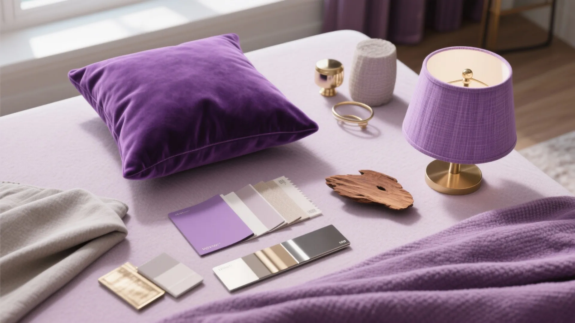 Violet Lighting and Textiles as Layered Accents