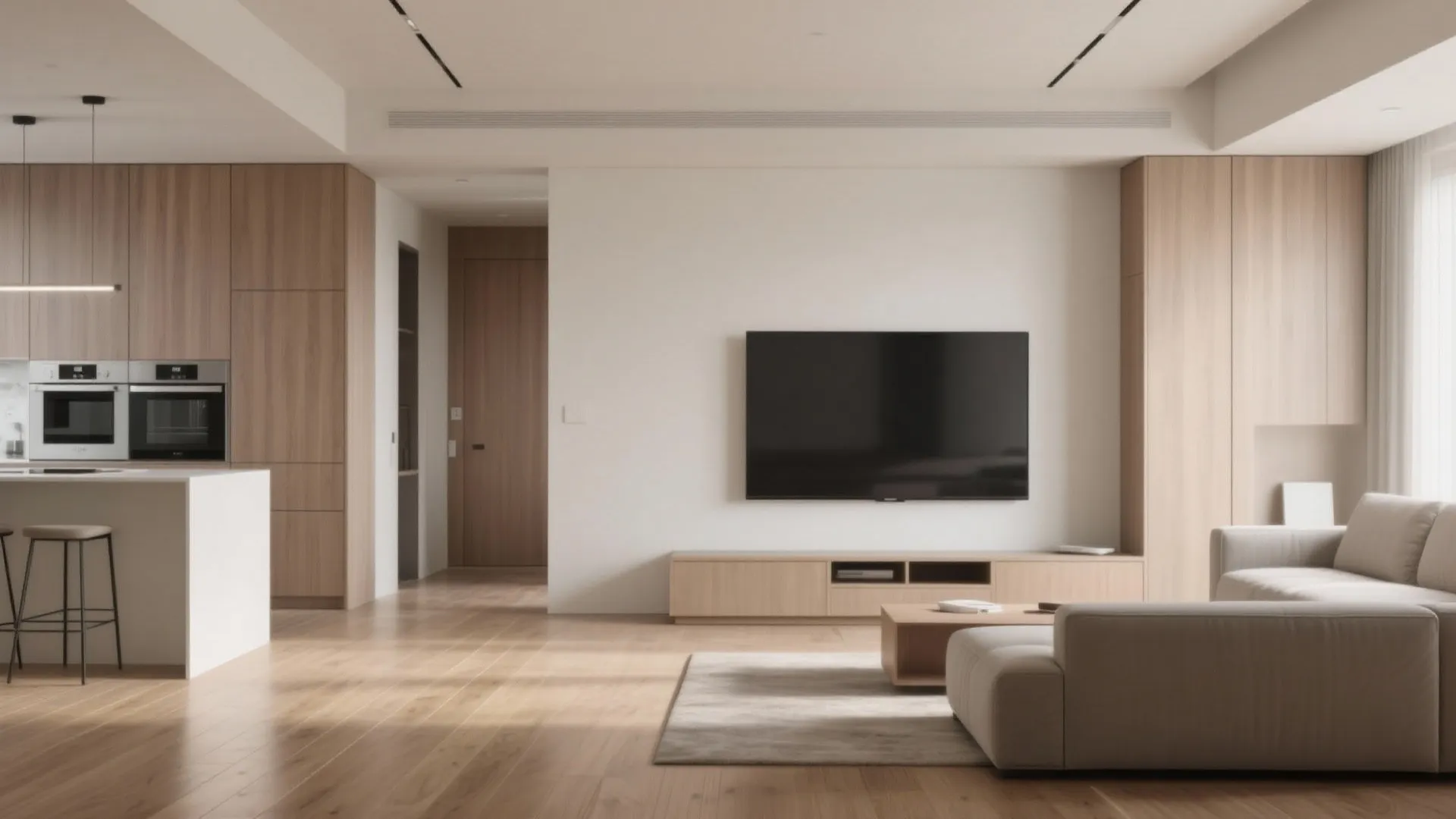 2. Use visual continuity to make the whole room read larger