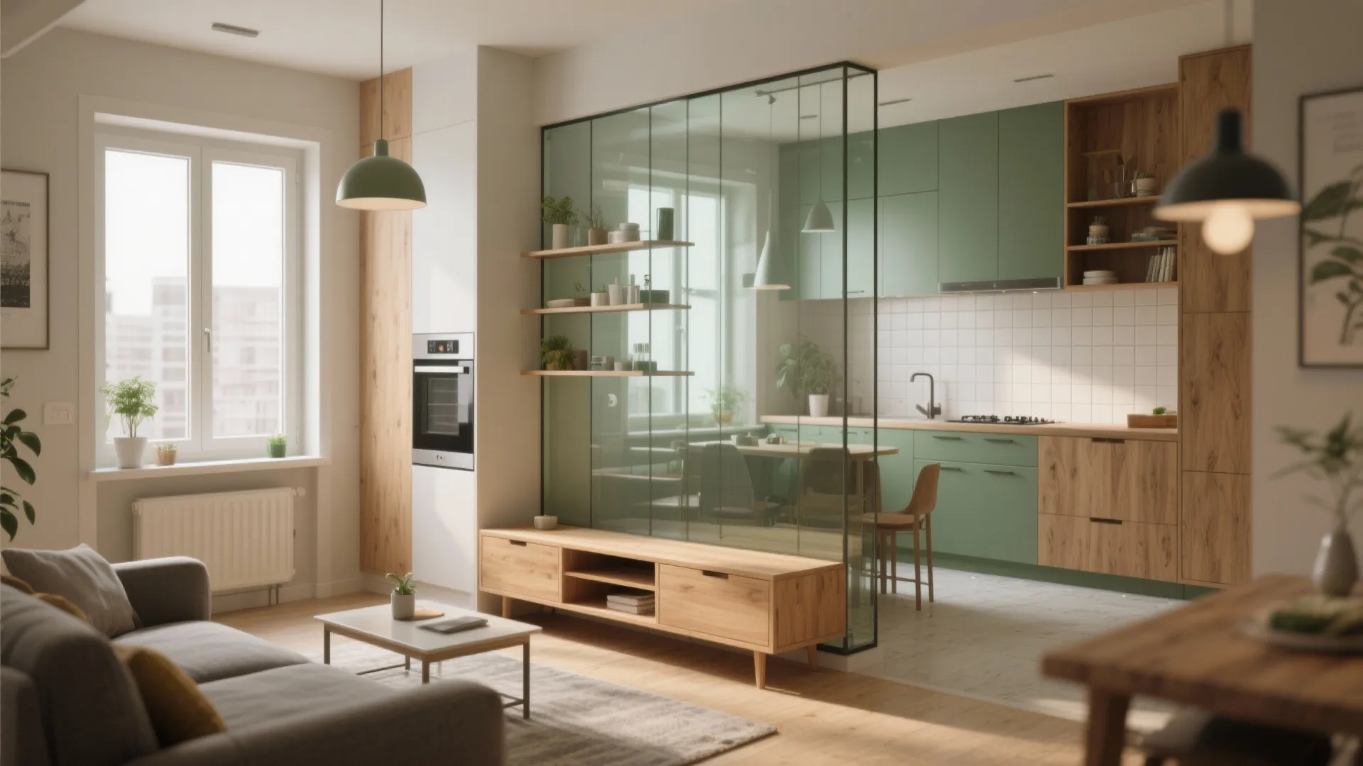 1. Open-plan Living with a Visual Divider